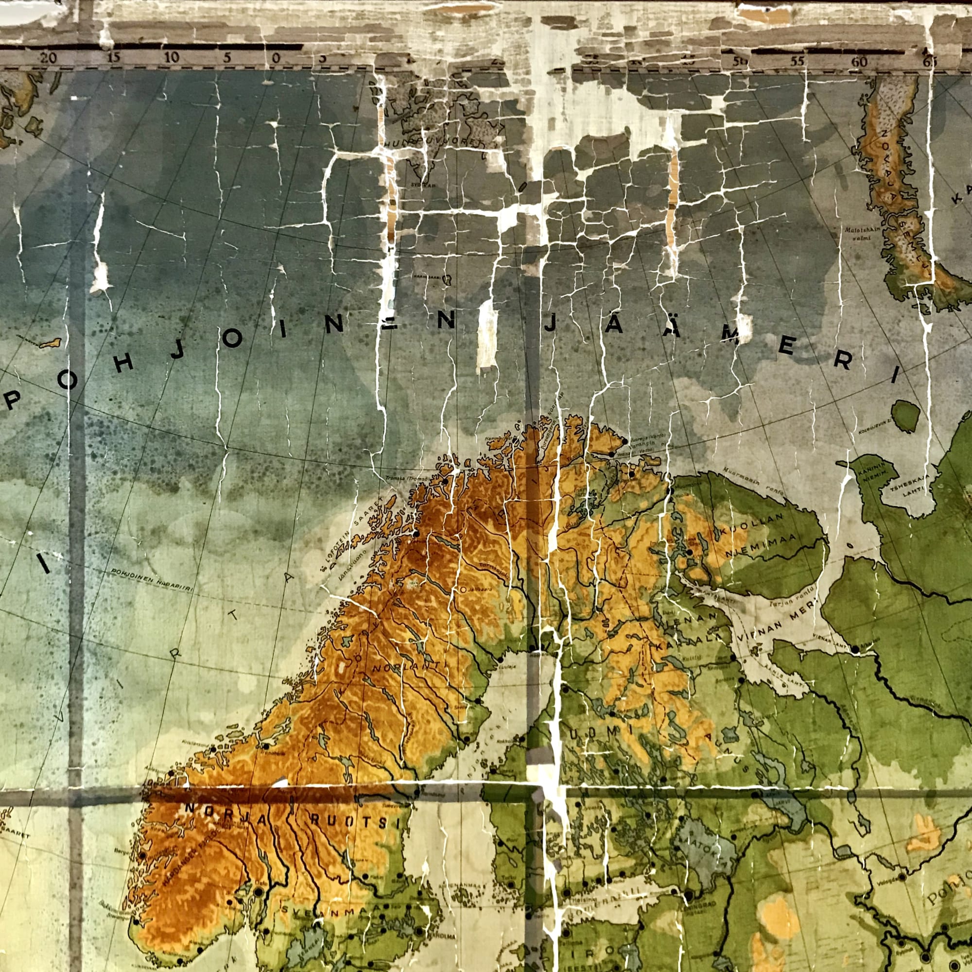 A detail of an old educational map