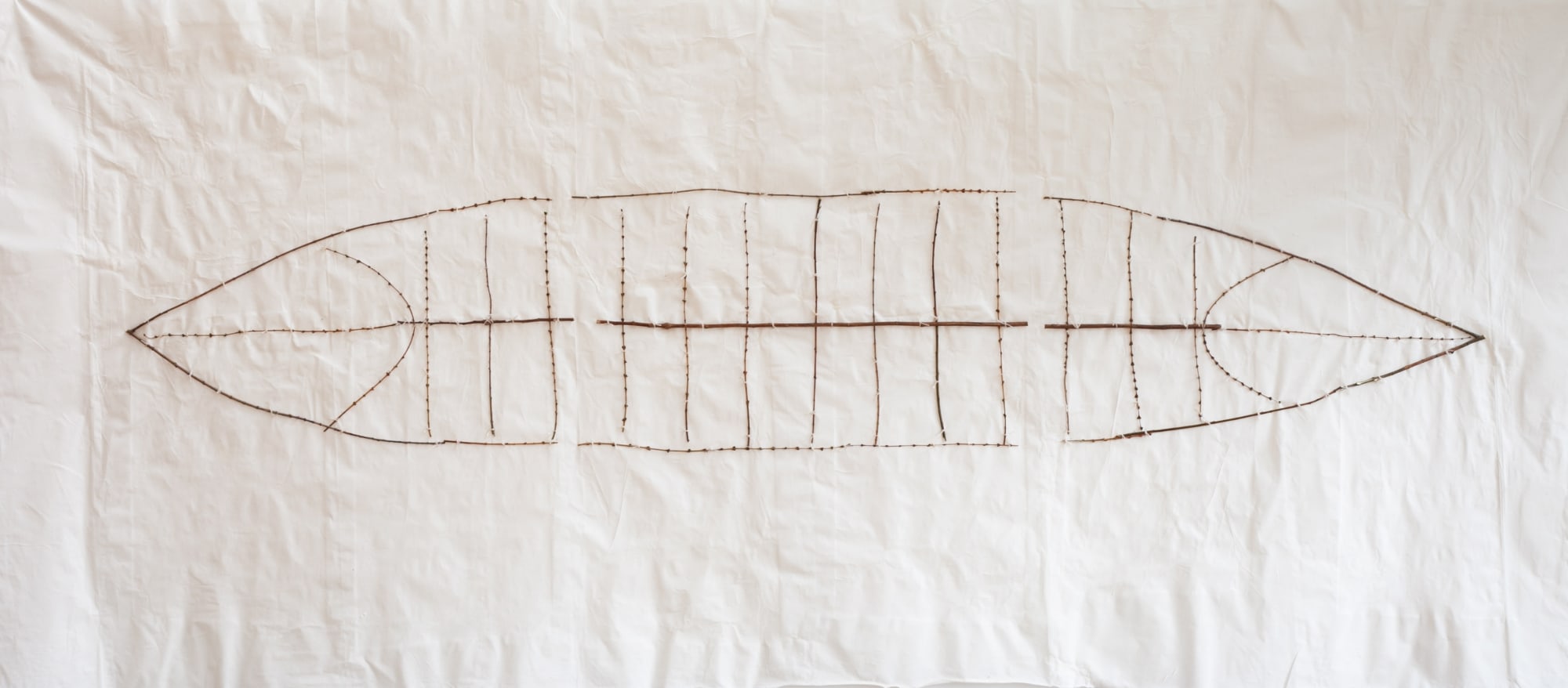 Bastienne Schmidt Canoe Grid, 2021 Sewn muslin fabric pigmented and tinted 45 x1 03 in. (BS 304) $17,000