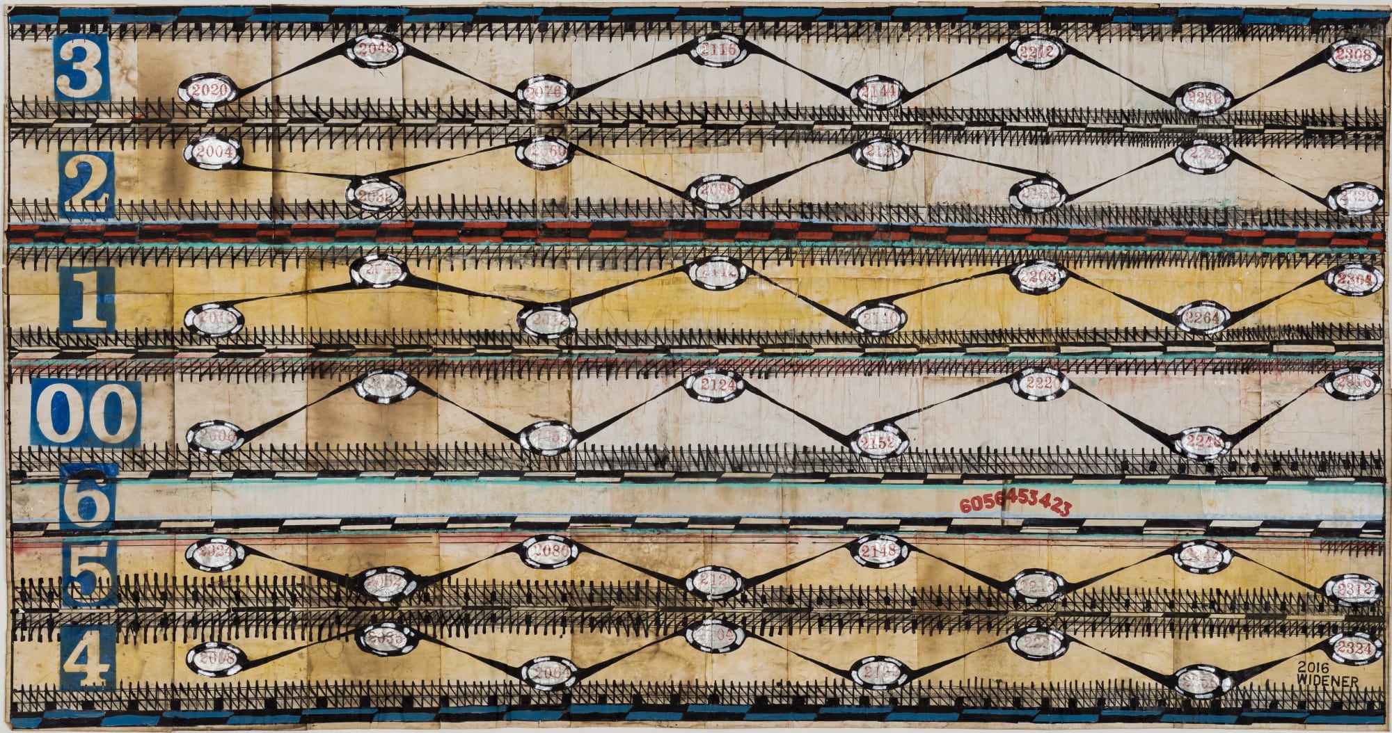 George Widener Untitled, 2016 Mixed media on paper Sight: 25 3/4 x 49 1/4 in. (65.4 x 125.1 cm.)Framed: 31 x 54 1/2 in. (78.7 x 138.4 cm.) (GW 151)