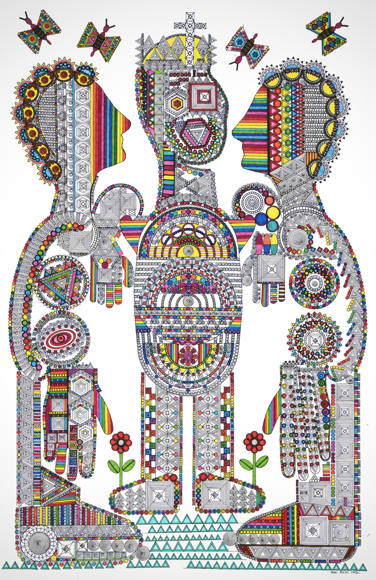 Untitled (1:45pm), 2022 Ink on paper 40 x 26 in. (101.6 x 66 cm.) (JTu11)