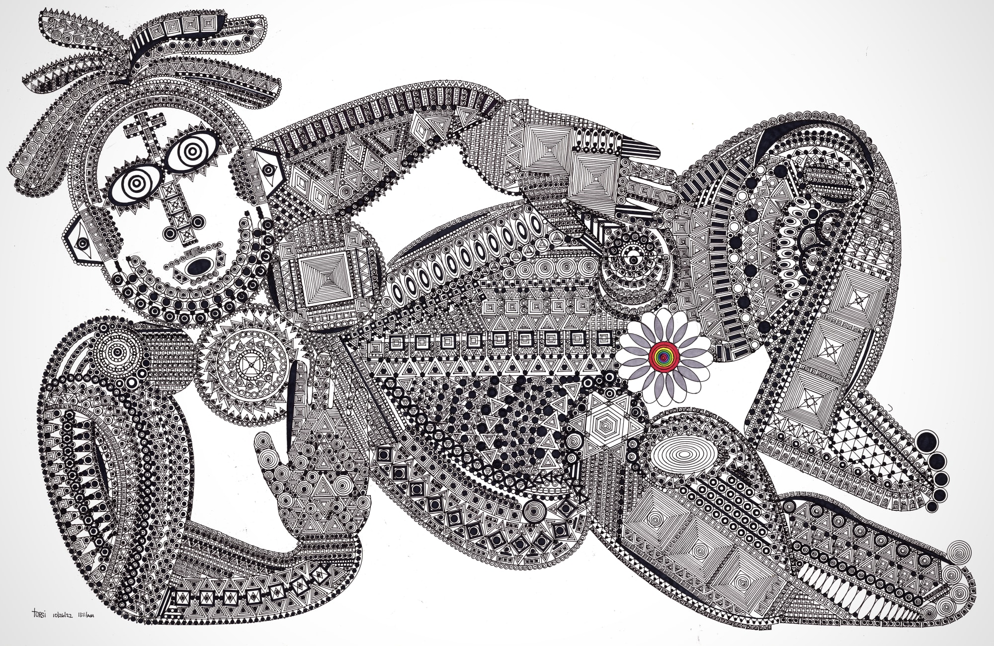 Untitled (11:11am), 2022 Ink on paper 26 x 40 in. (66 x 101.6 cm.) (JTu4)