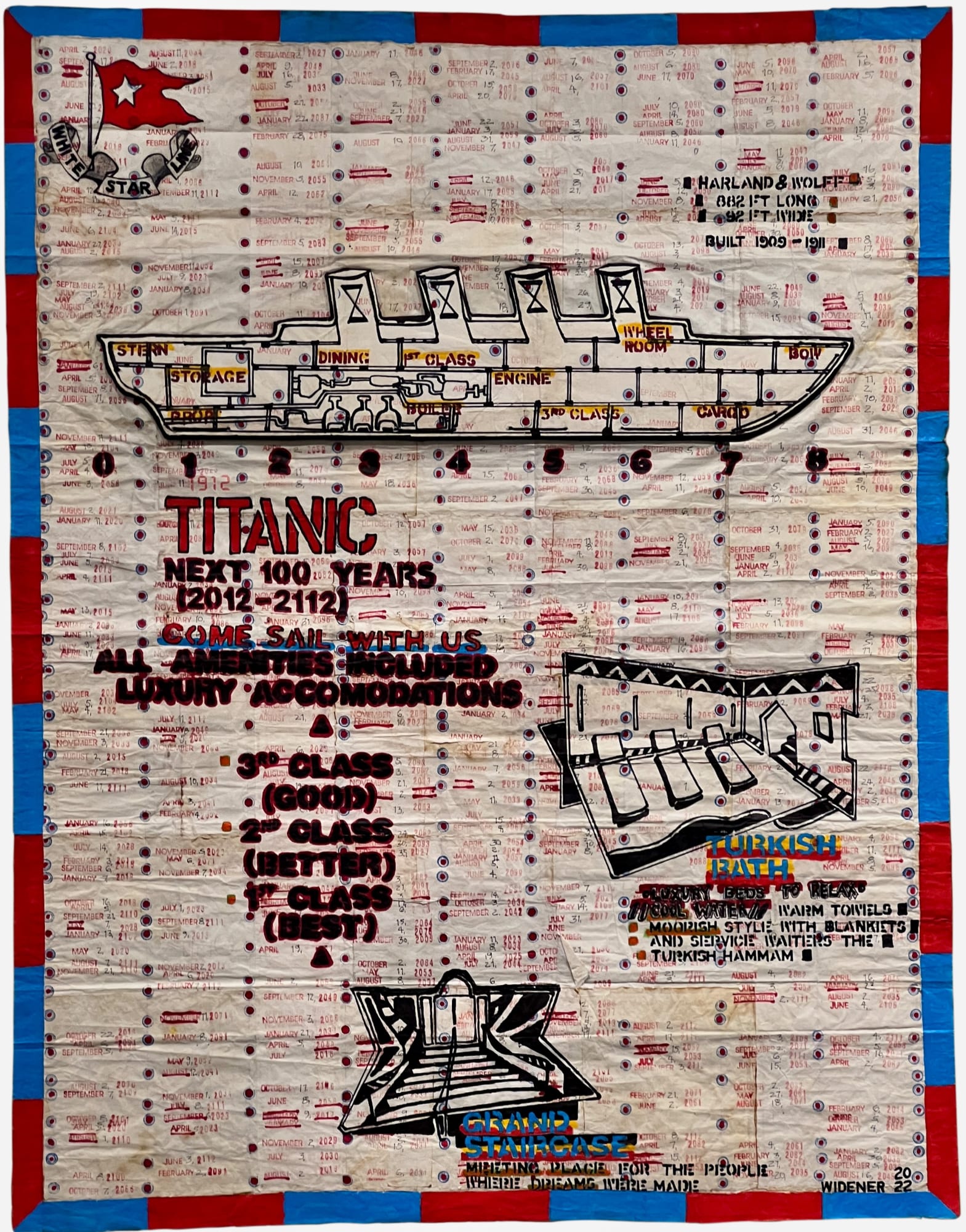 Titanic (Next 100 Years), 2022 Mixed media on pieced paper 43 3/4 x 33 3/4 in. (111.1 x 85.7 cm.) (GW 235)