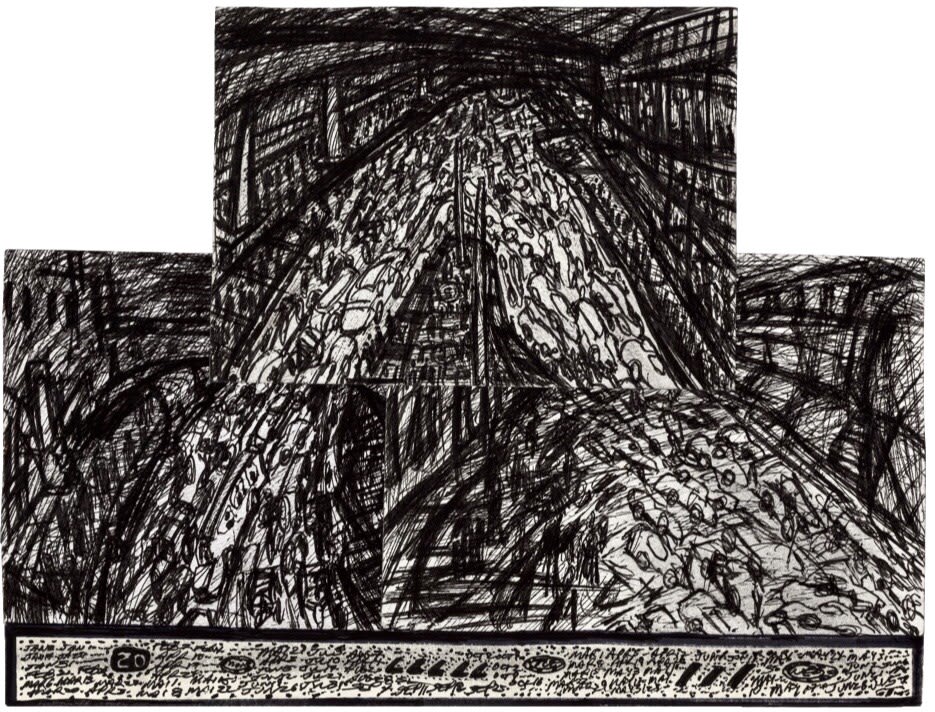 Untitled (Bangkok Cityscape), 2017 Ink and charcoal on paper 9 3/4 x 12 in. (24.8 x 30.5 cm.) (GW 220) SOLD