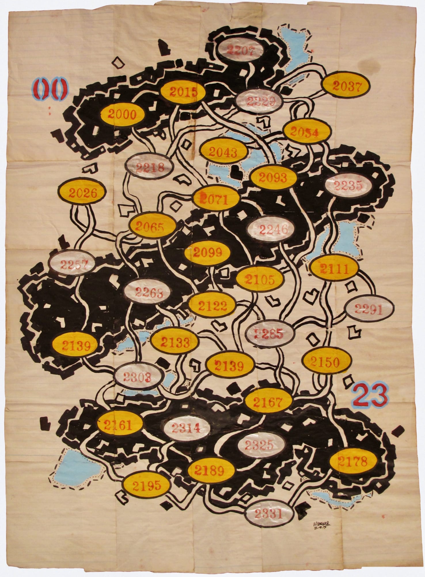 Untitled, 2015 Mixed media on paper Sight: 24 x 17 in. (61 x 43.2 cm.) Framed: 30 x 23 in. (76.2 x 58.4 cm.) (GW 201)