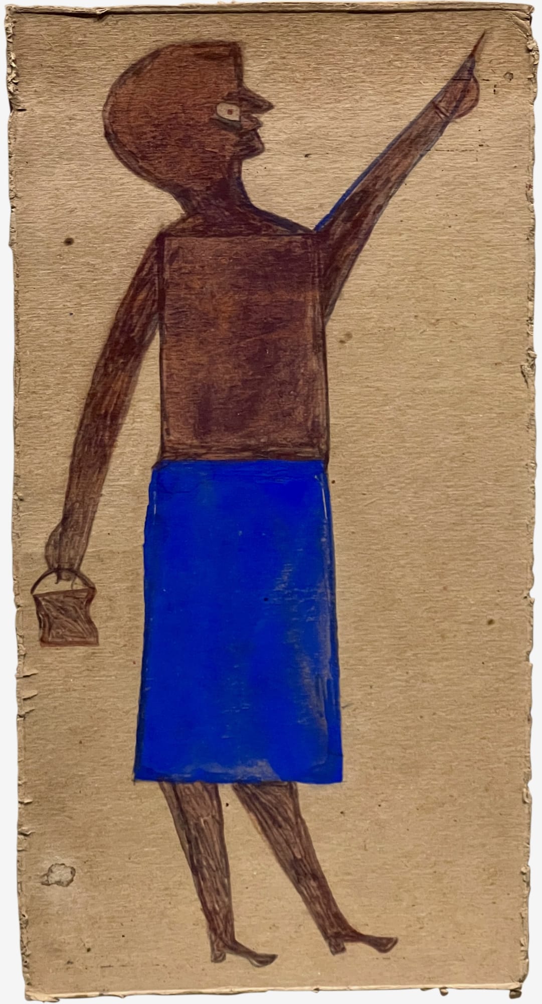 Untitled (Woman in Cobalt Blue Skirt), ca. 1939-42 Poster paint and graphite on found cardboard 15 1/2 x 8 in. (39.4 x 20.3 cm.) (BT 37) Recto and verso SOLD