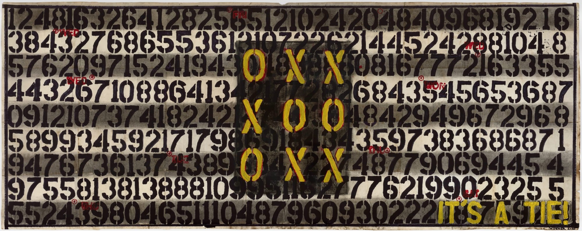 It's a Tie!, 2020 Mixed media on paper Sight: 20 x 50 1/2 in. (50.8 x 128.3 cm.) Framed: 25 1/4 x 56 1/2 in. (64.1 x 143.5 cm.) (GW 210)