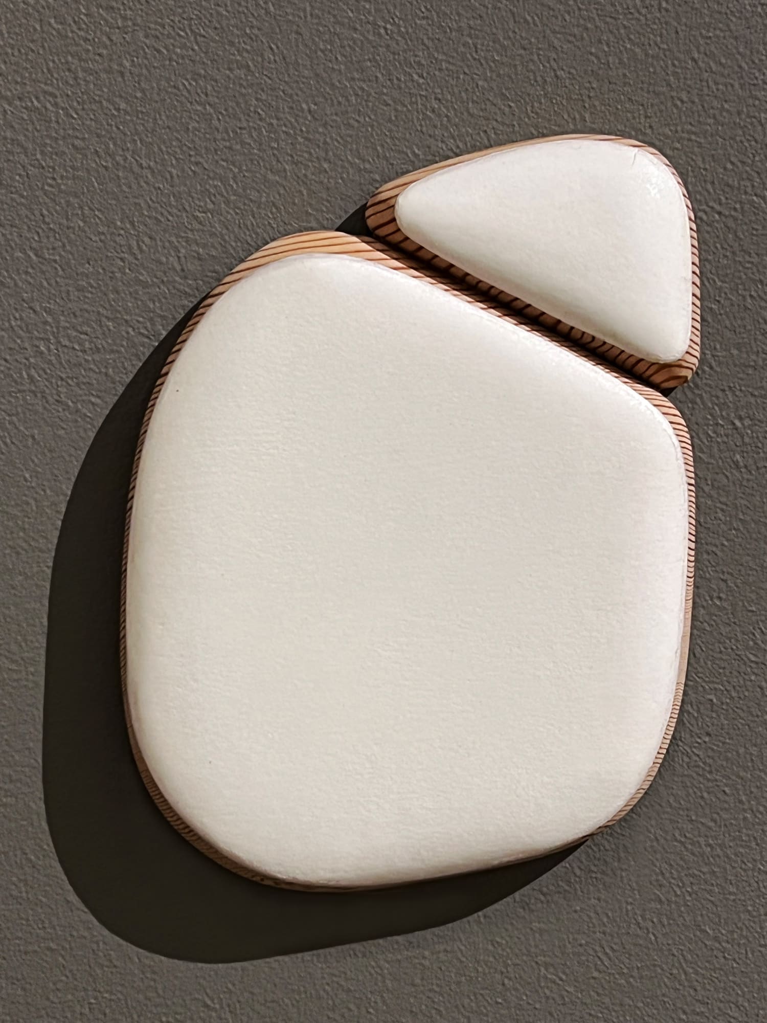 Untitled, 2021 Carved wood, paper, and acrylic 6 1/2 x 6 x 3/4 in. (16.5 x 15.2 x 1.9 cm.) (KBB 9)