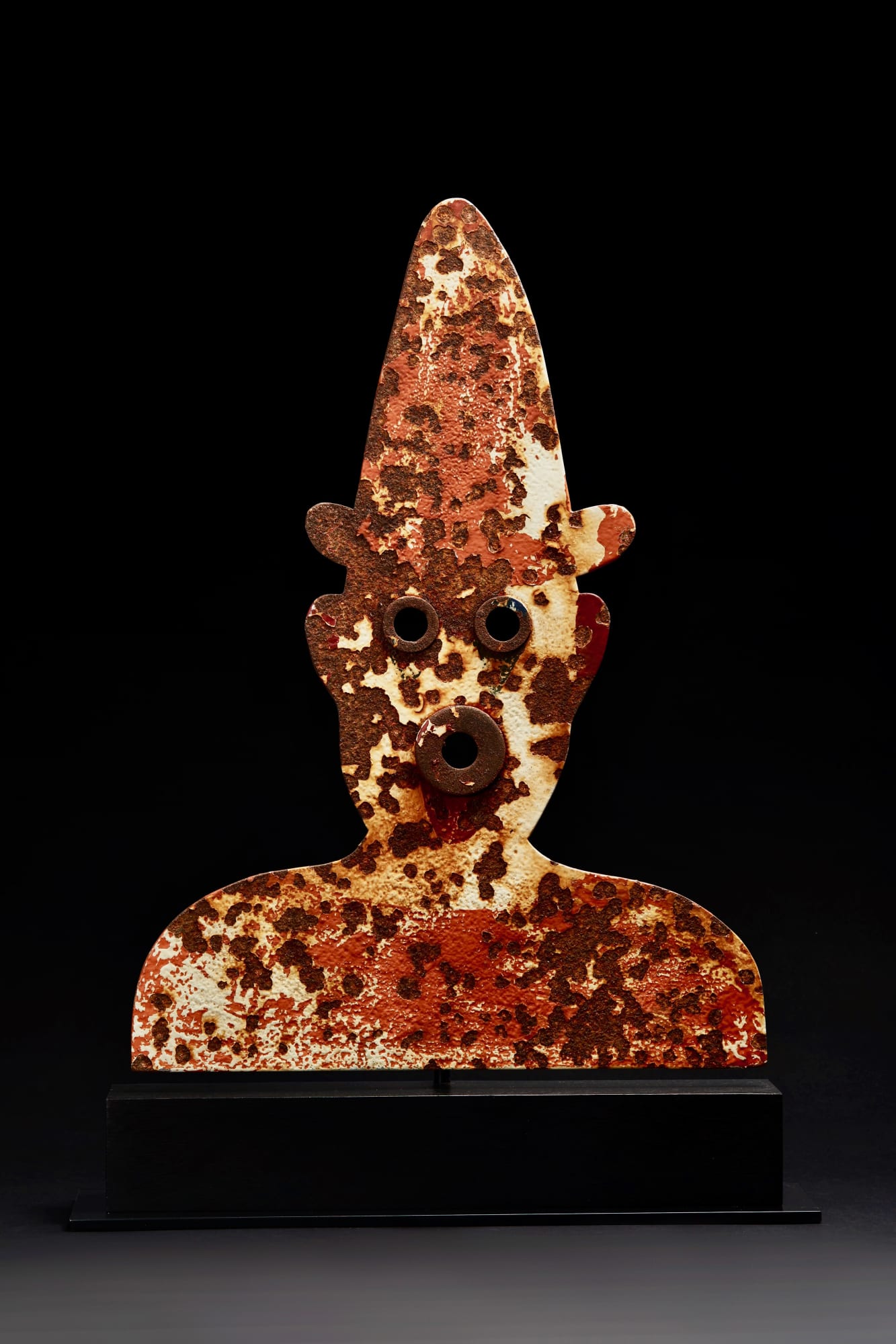 Artist Unknown (American) Carnival Clown Shooting Target, ca. 1930-40 Iron with “park paint” surface 19 1/2 x 14 1/4 in. (49.5 x 36.2 cm.)