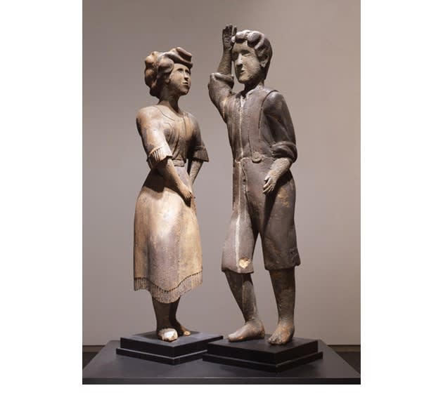 Artist Unknown Dancing Couple, ca. 1870-90 Pennsylvania Wood with polychrome Height of the tallest figure: 35 1/2 in. (90.2 cm.)