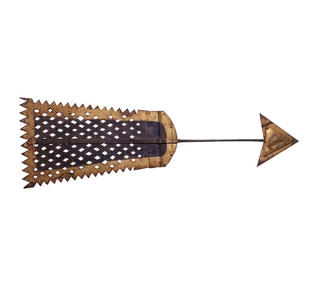 Artist Unknown Banner Weather Vane, ca. 1840-1860 Whitehall, New York Forged iron with black paint and gilding 20 x 60 5/8 x 1 in. (50.8 x 154 x 2.5 cm.)