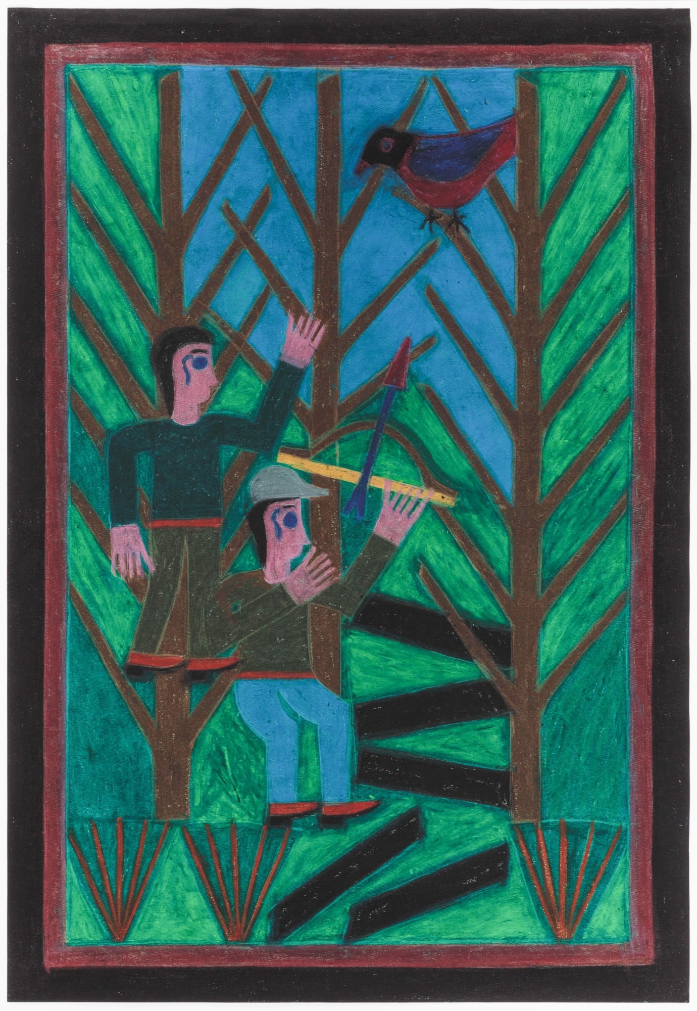 Eddie Arning Untitled, ca. 1968-70 Cray-pas on paper 32 x 21.5 in. (81.3 x 54.6 cm.) (EA 50)