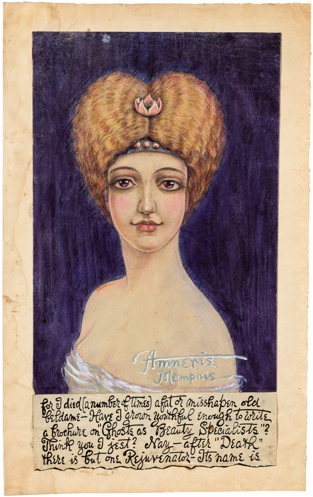 Ghosts as Beauty Specialists, ca. 1919 - 1925 Watercolor, ink, colored pencil, and gouache on paper 17 x 10 3/4 in. (43.2 x 27.3 cm.) (GWa 30) SOLD