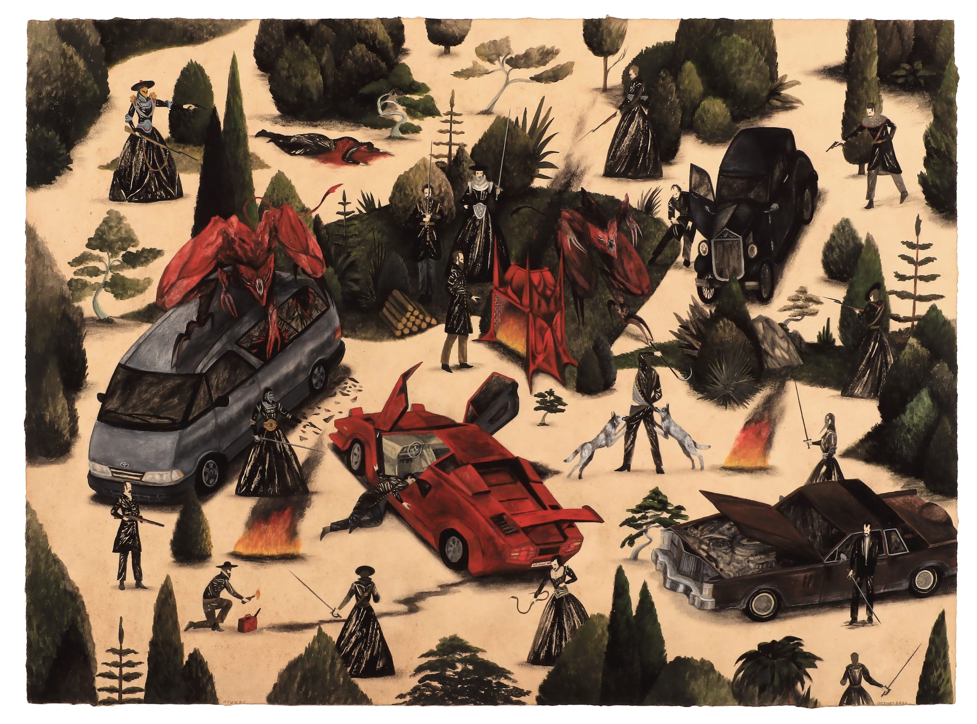 Triumph of the Willing (Part II), 2023 Gouache on paper 17 x 23 in. (43.2 x 58.4 cm.) (Hyd2) SOLD