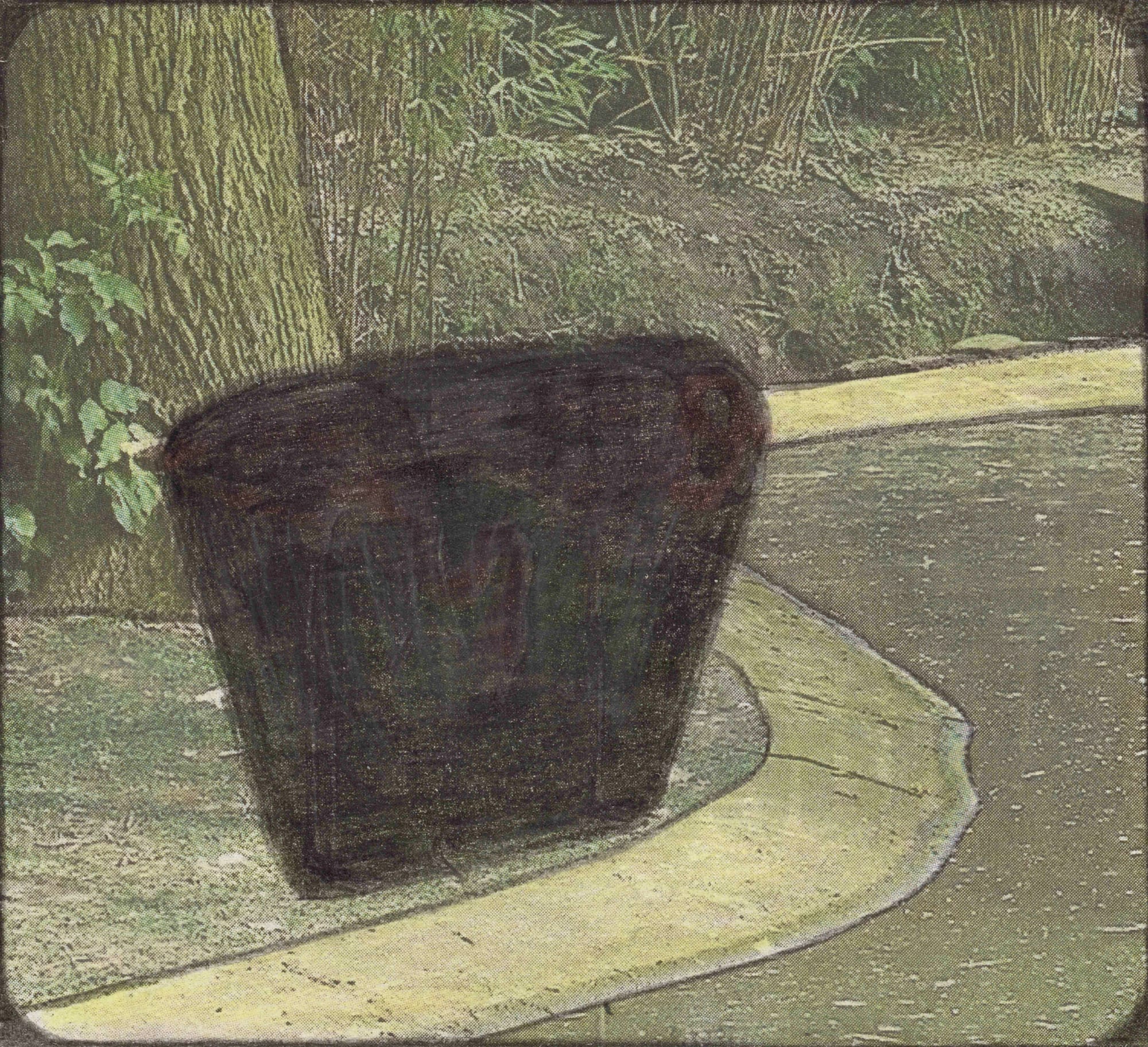 Untitled, 2021 Graphite and colored pencils on newsprint clip mounted on paper 3 3/4 x 4 1/8 in. (9.6 x 10.6 cm.) (LpS 393)