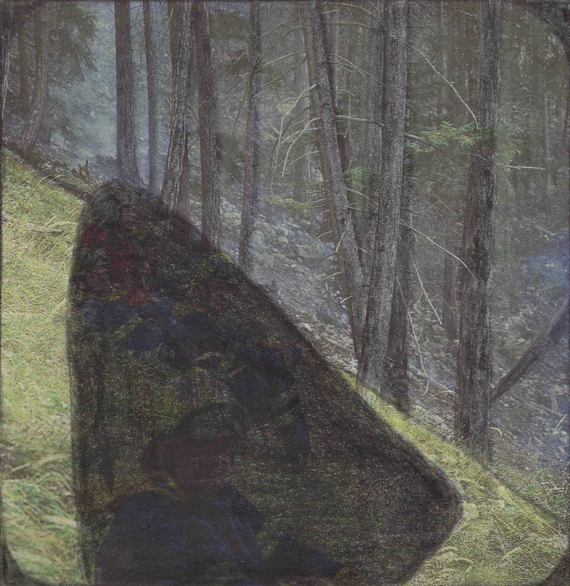 Untitled, 2021 Graphite and colored pencils on newsprint clip mounted on paper 4 3/4 x 4 5/8 in. (12 x 11.8 cm.) (LpS 399)