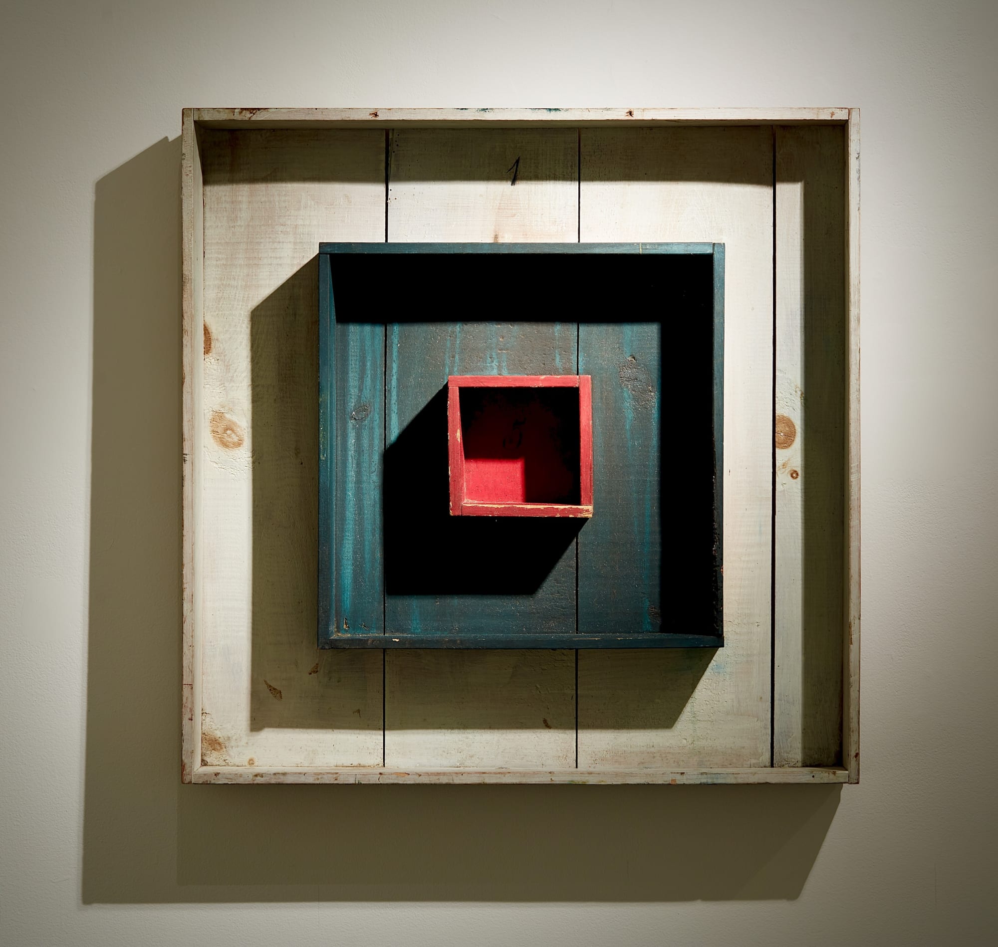 Bean Bag Toss, Found in Ohio, ca. 1925 - 30 Wood with original polychrome paint 31 x 31 in. (78.7 x 78.7 cm.) (AU 102)