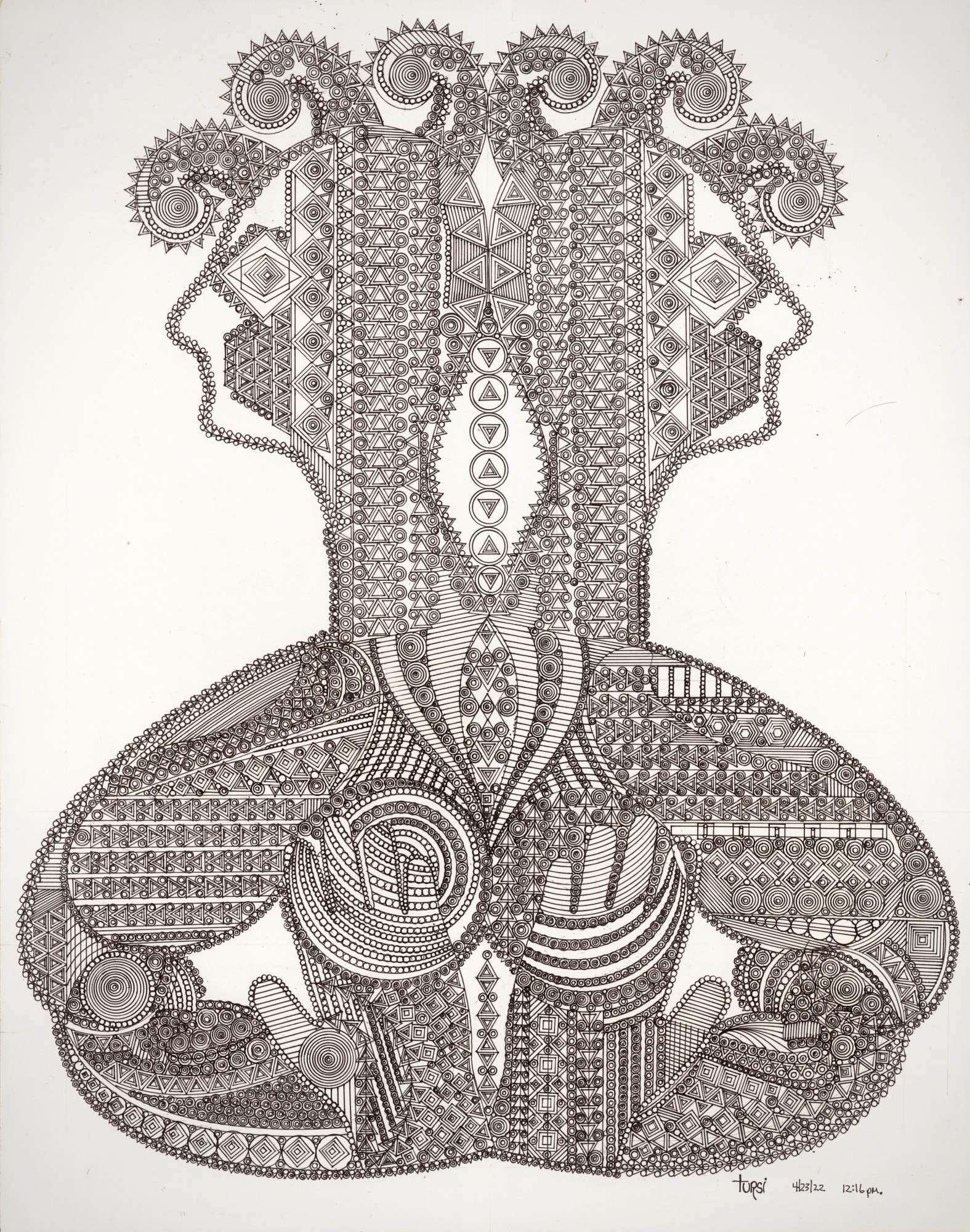 Untitled (12:16pm), 2022 Ink on paper 28 x 22 in. (71.1 x 55.9 cm.) (JTu6) $5,000