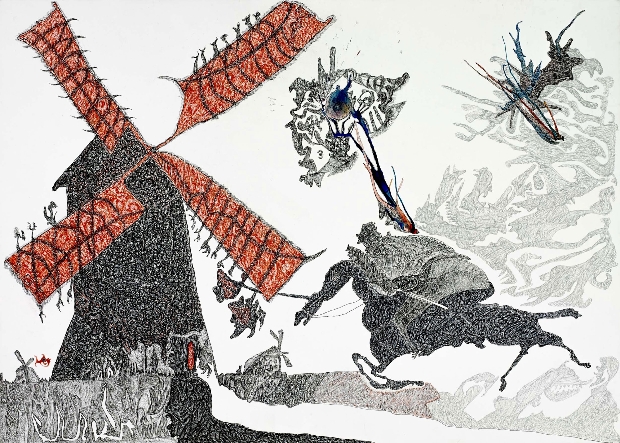 Don Quixote, 2013 India ink on paperboard 28 3/4 x 40 1/8 in. (73 x 101.9 cm.) (AN1 23)