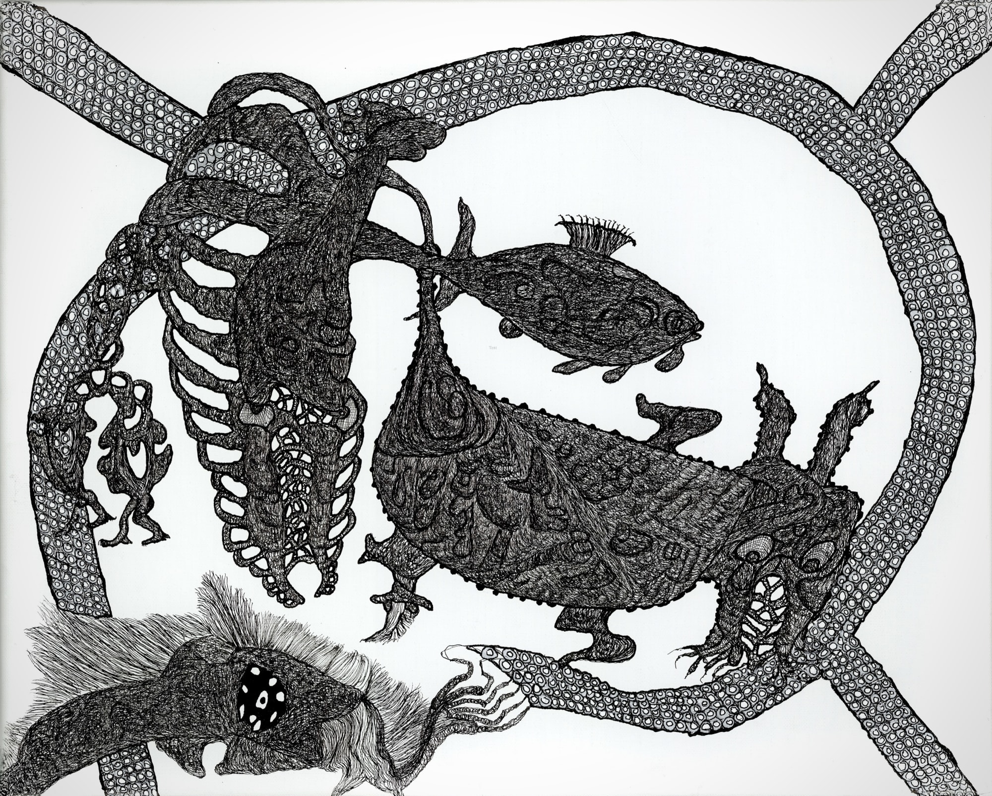 Untitled, 2017 India ink on canvas 15.8 x 19.7 in. (40 x 50 cm.) (AN1 14)