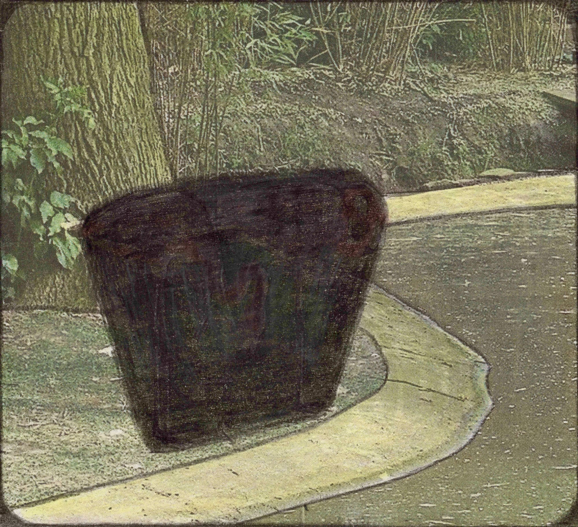 Untitled, 2021 Graphite and colored pencils on newsprint clip mounted on paper 3 3/4 x 4 1/8 in. (9.6 x 10.6 cm.) (LpS 393)