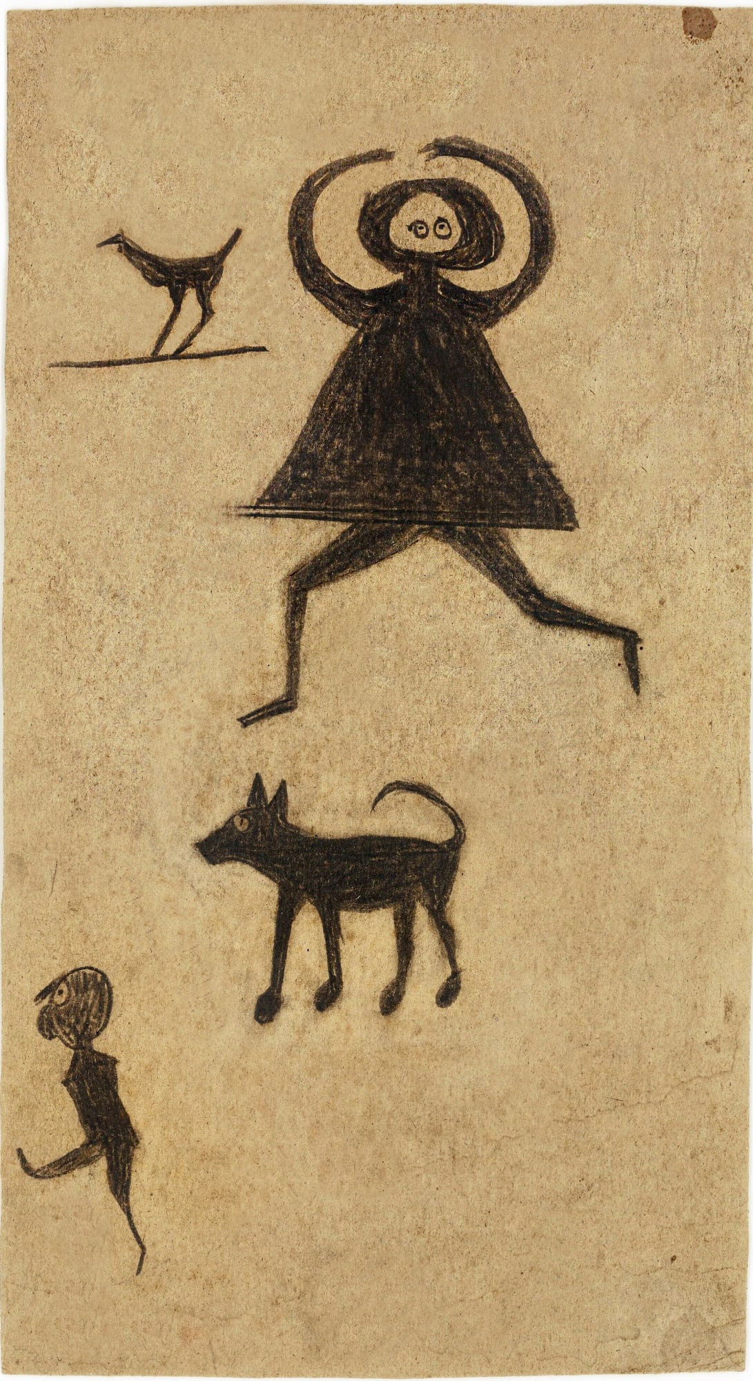 Untitled (Exciting Event / Dancing Woman), ca. 1939-42 Conté crayon on found cardboard 13 x 7 in. (33 x 17.8 cm) (BT 40) SOLD
