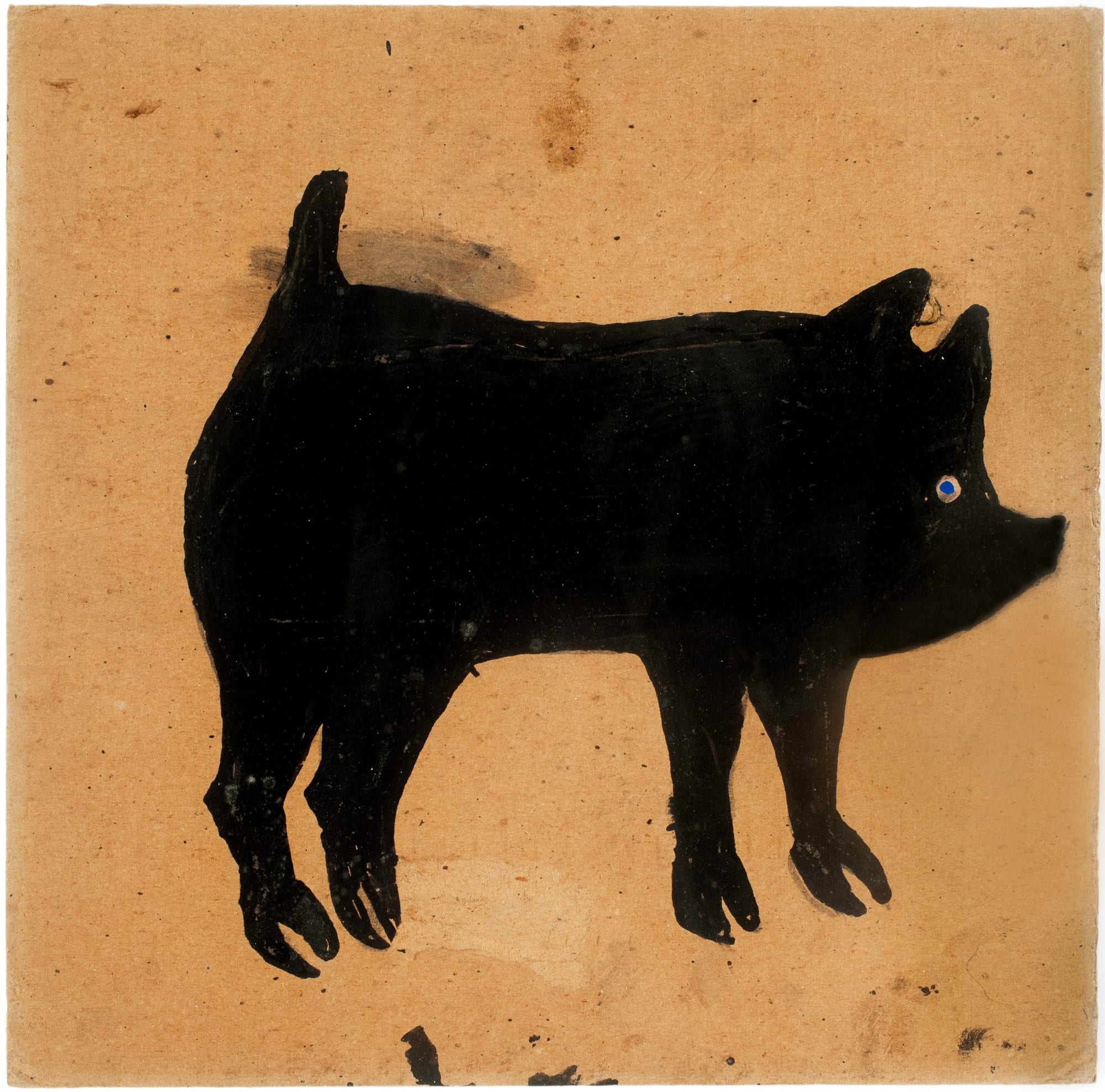 Untitled (Black Pig with Blue Eye), ca. 1939-42 Poster paint on found cardboard 11 3/4 x 11 3/4 in. (29.8 x 29.8 cm) (BT 60)