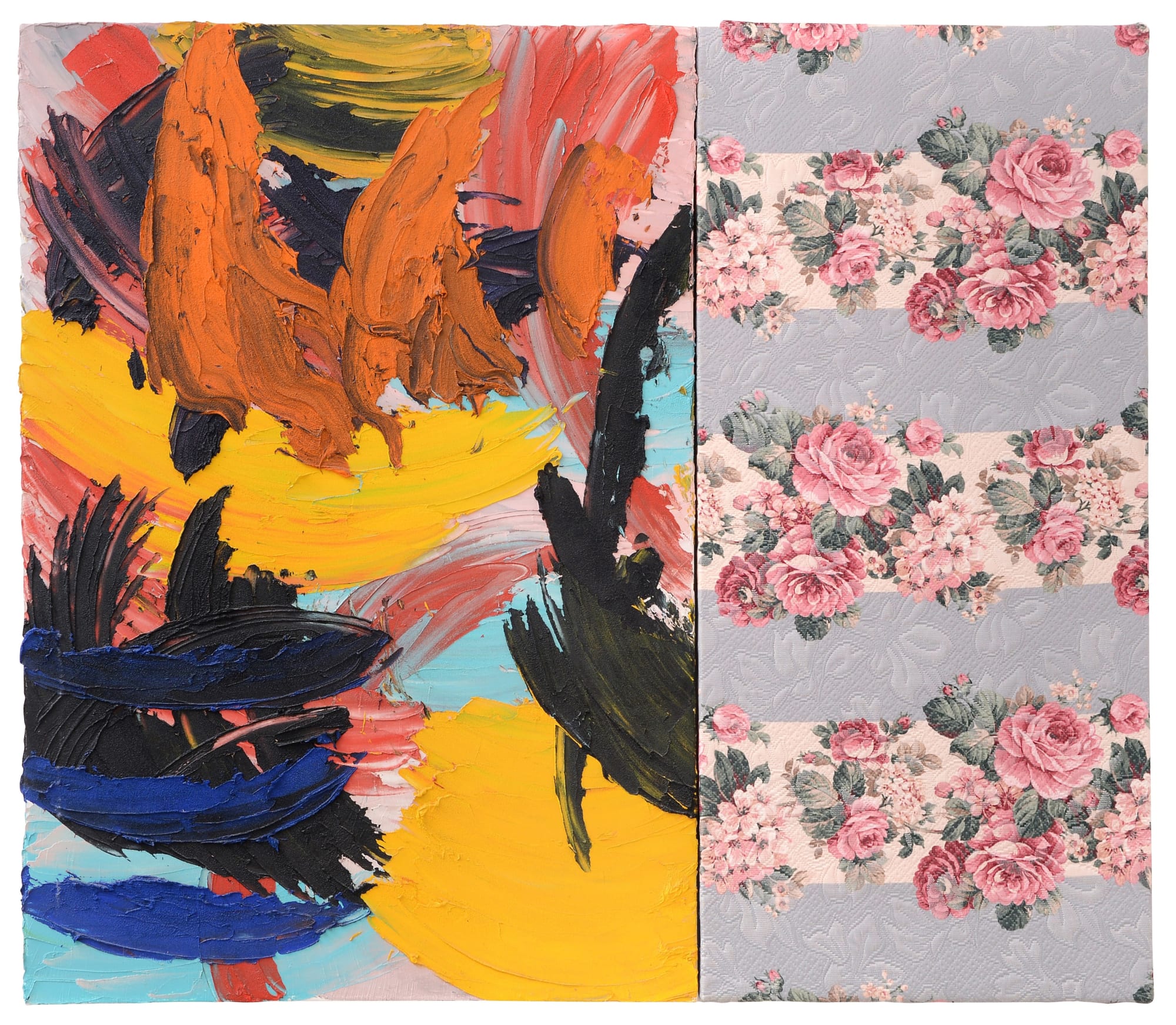 Love Supreme, 1996 Oil on canvas, upholstery fabric 44 x 50 in. (111.8 x 127 cm) (AWd 16)