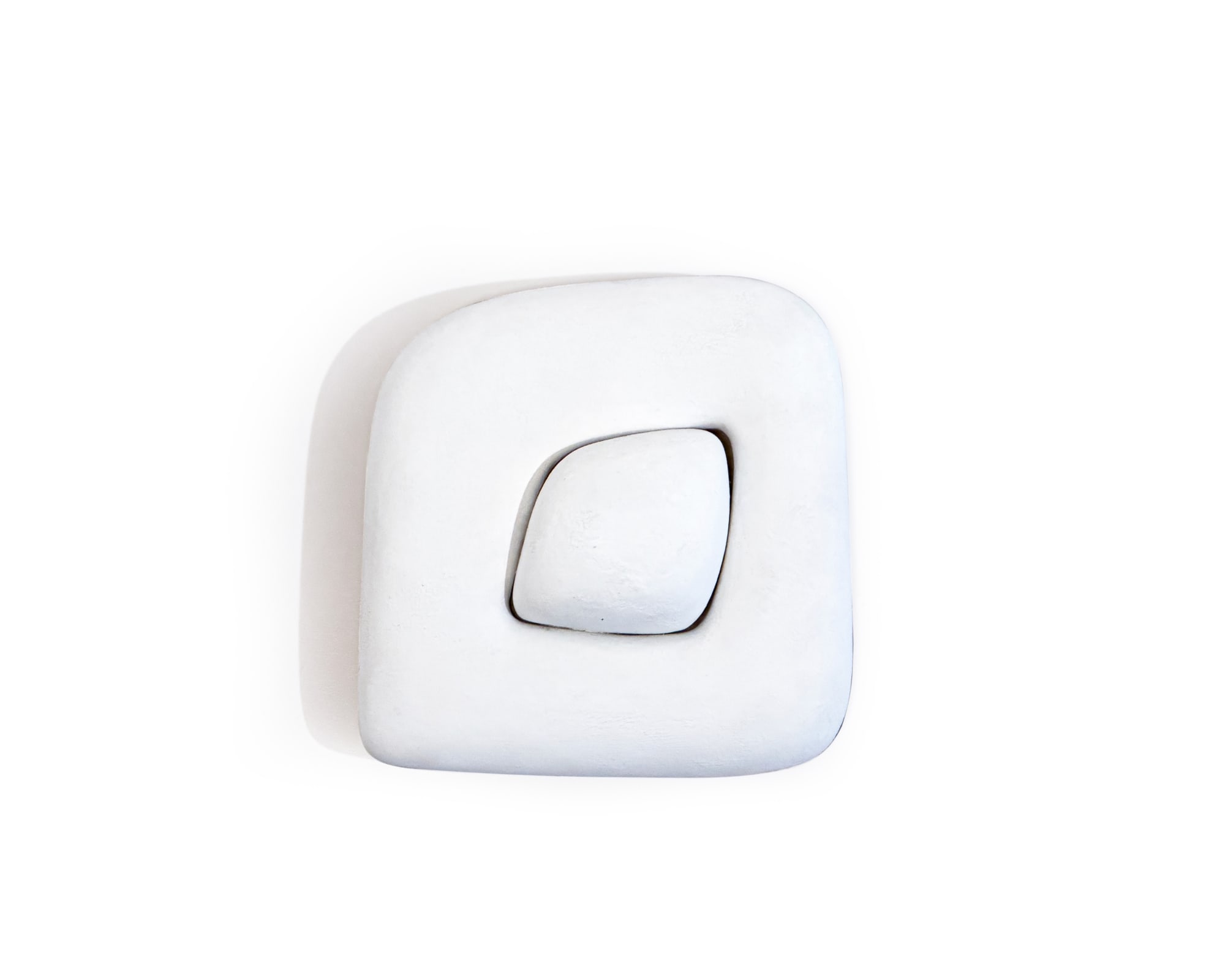 Untitled, 2022 Carved wood, paper, and acrylic 6 1/4 x 6 x 1 1/4 in. (15.9 x 15.2 x 3.2 cm.) (KBB 14)