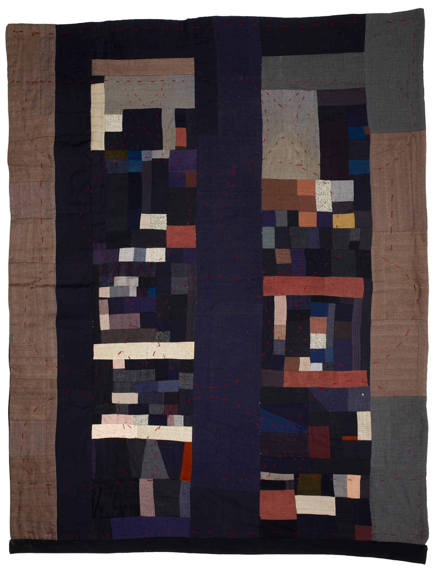 Southern Double Sided Bars Quilt (Possibly African American), early 20th century Pieced wool fabrics 80 x 62 in. (203.2 x 157.5 cm) (ArU 331)