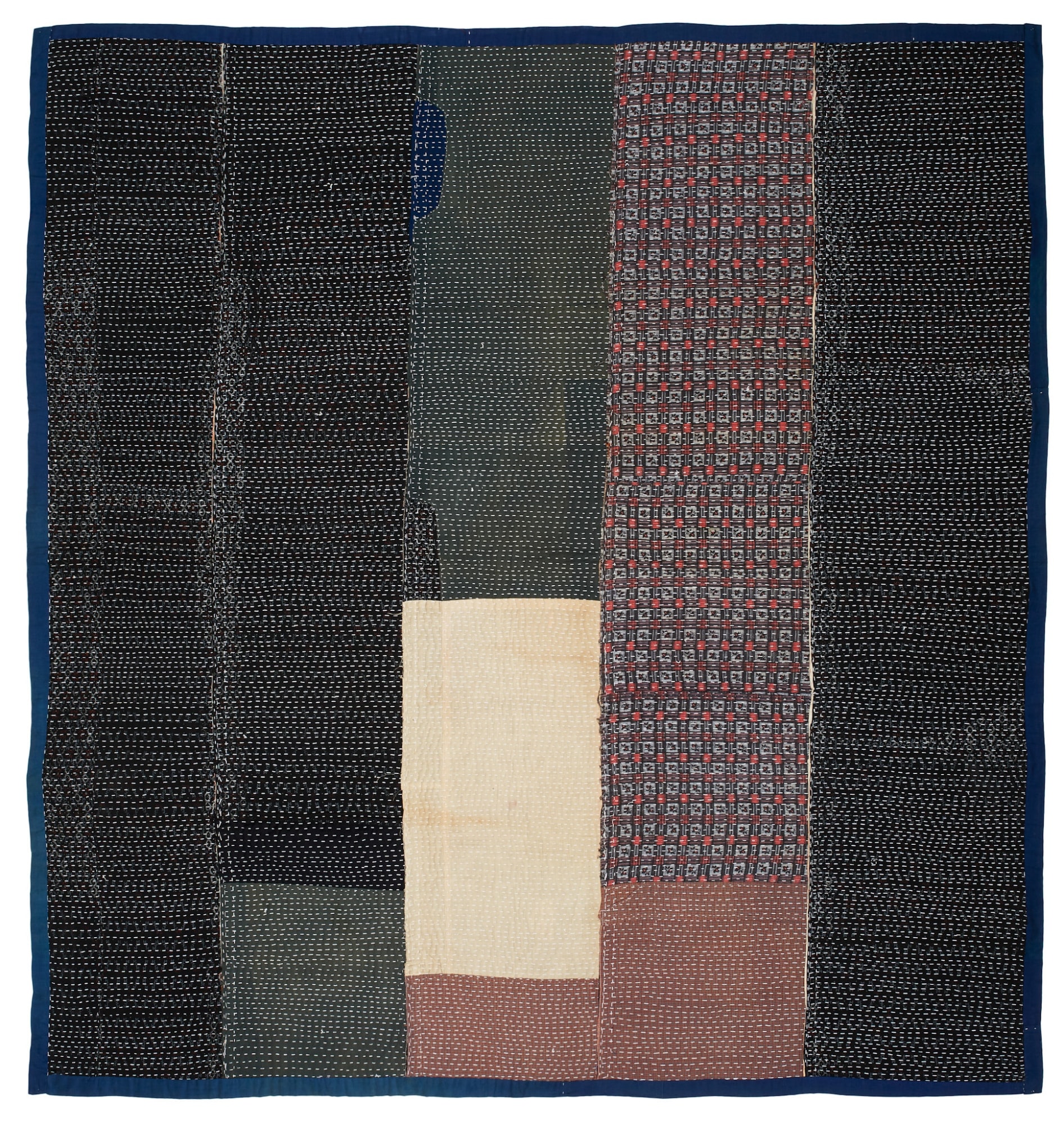 Sashiko Stitched Kotatsugake, mid-20th century Cotton fabrics 63 1/2 x 61 in. (161.3 x 154.9 cm) (ArU 338) - SIDE A