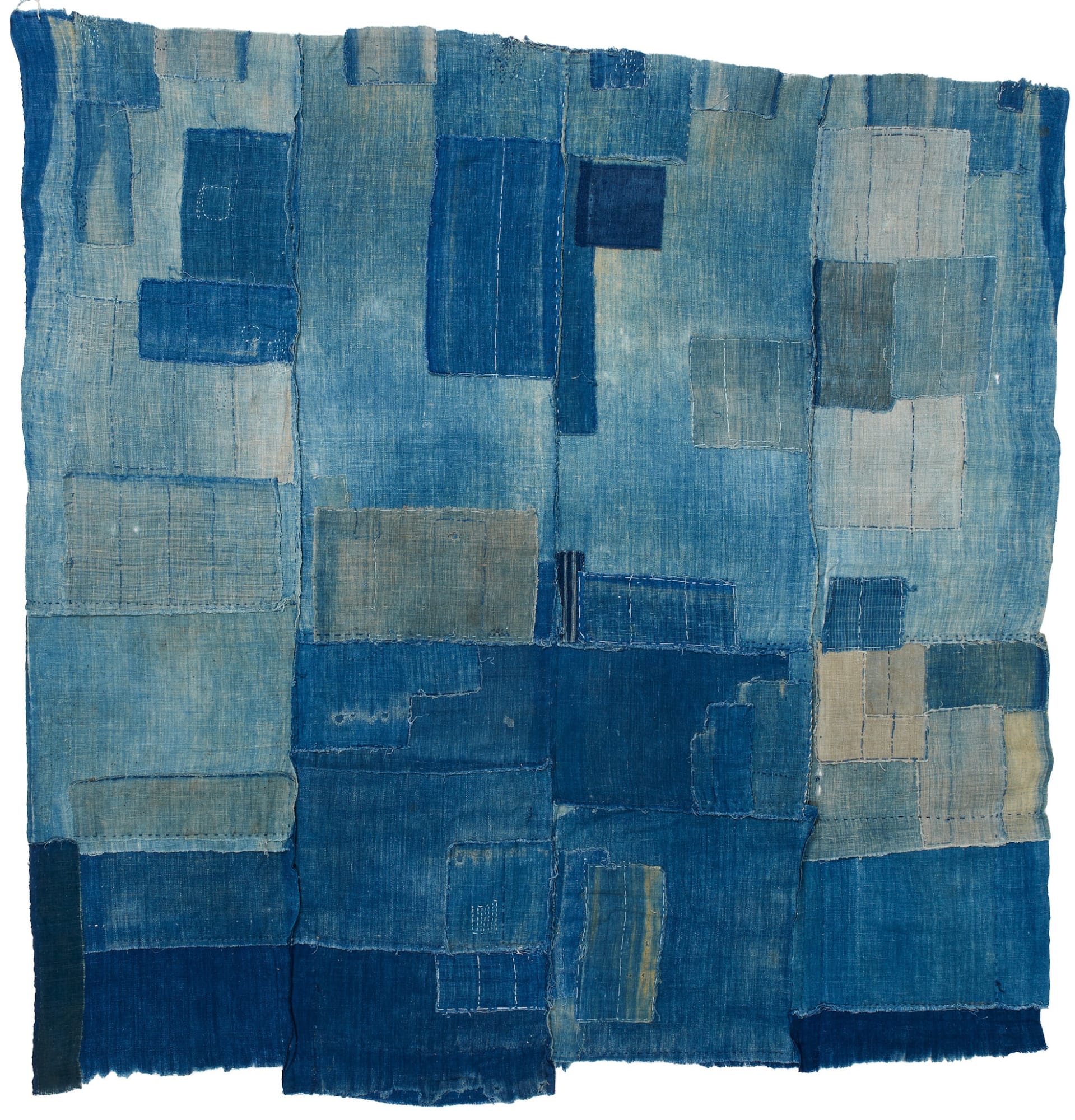 Boro Futon Cover, late 19th to early 20th century Indigo cotton fabrics 49 1/4 x 48 3/8 in. (125 x 123 cm) (ArU 339) - SIDE A SOLD