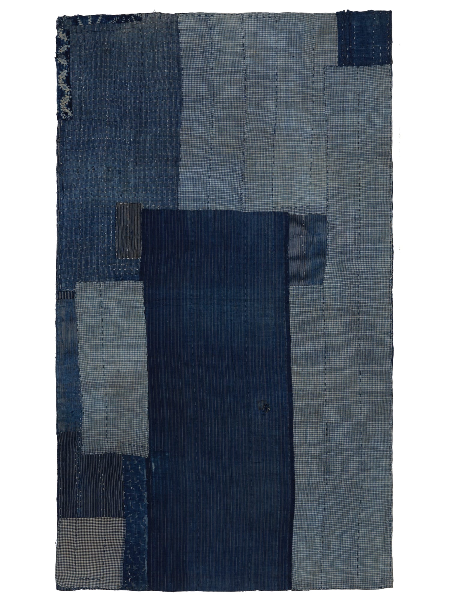 Layered Sashiko Stitched Shikimono, late 19th century Indigo dyed cotton 52 x 30 in. (132.1 x 76.2 cm) (ArU 340) - SIDE A
