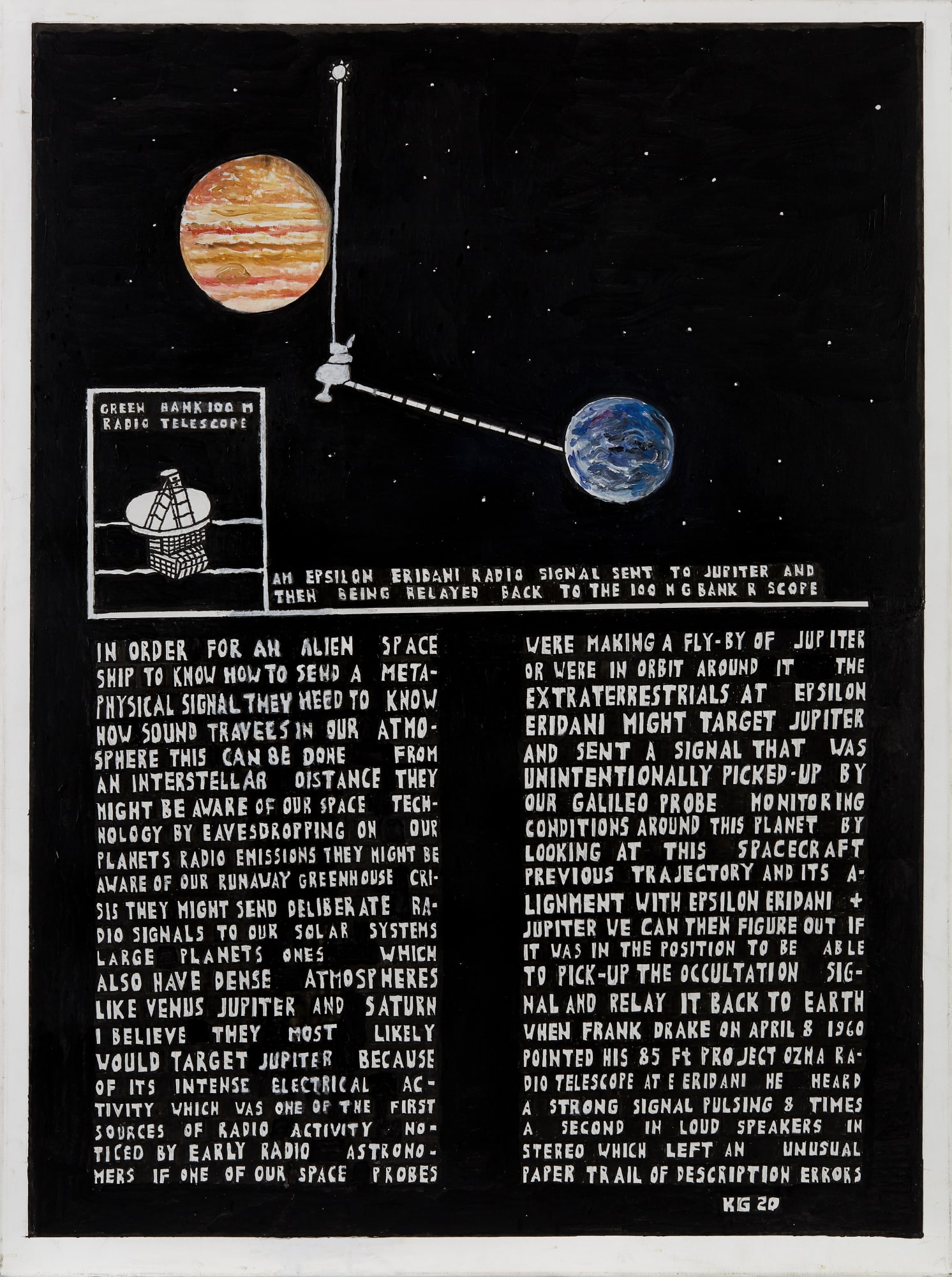 Untitled ("In order for an alien spaceship to know"), 2020 Acrylic on canvas 48 x 36 in. (121.9 x 91.4 cm) (KG 566)