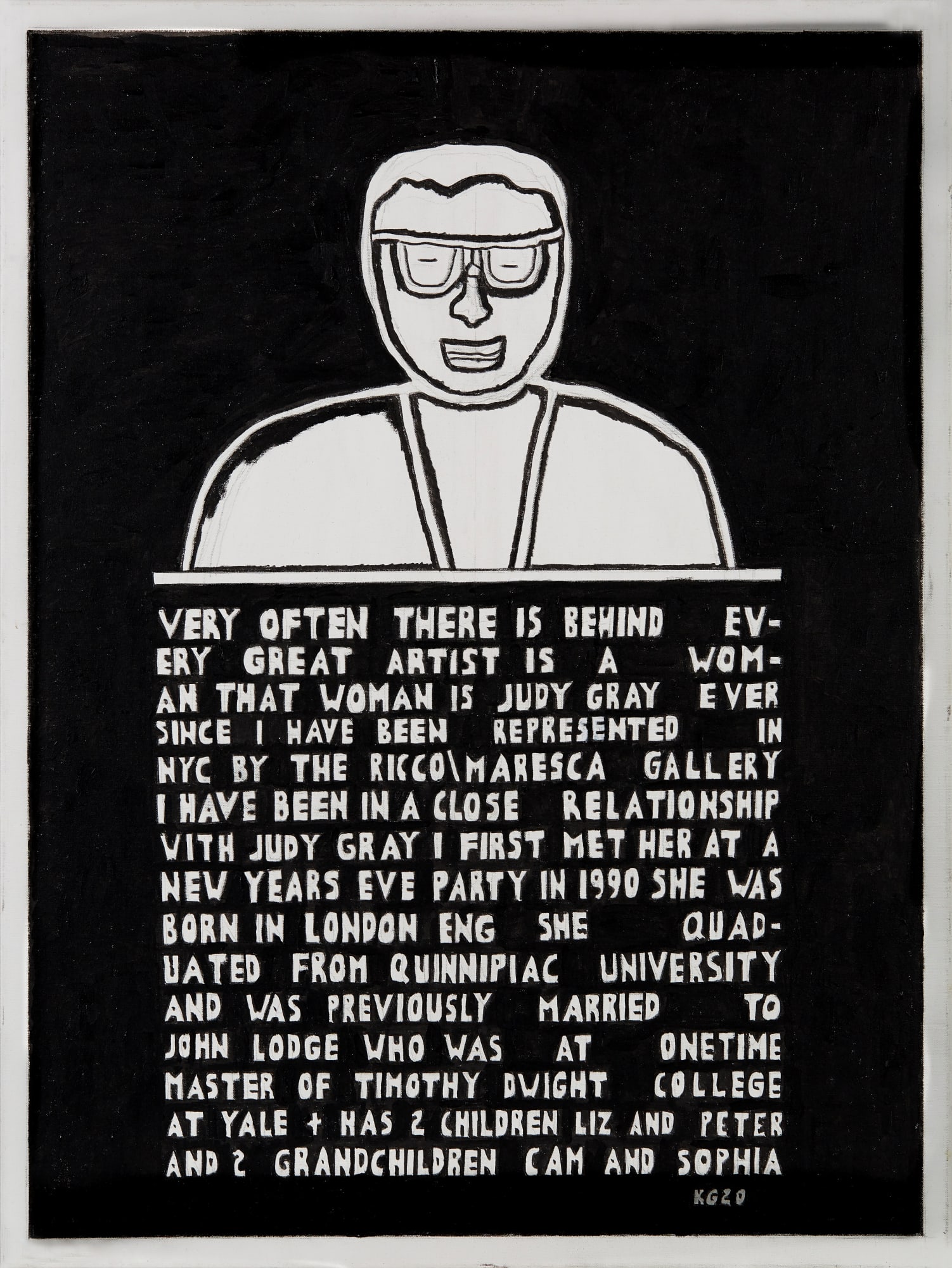 Untitled ("Very often ... behind every great artist is a woman"), 2020 Acrylic on canvas 40 x 30 in. (101.6 x 76.2 cm) (KG 572) SOLD