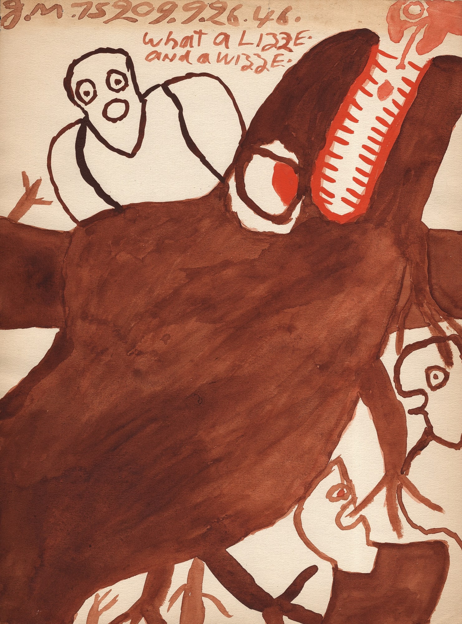 What a lizze and a wizze, 1946 Ink and tempera on paper 9 x 12 in. (22.9 x 30.5 cm) (JMS 45) SOLD