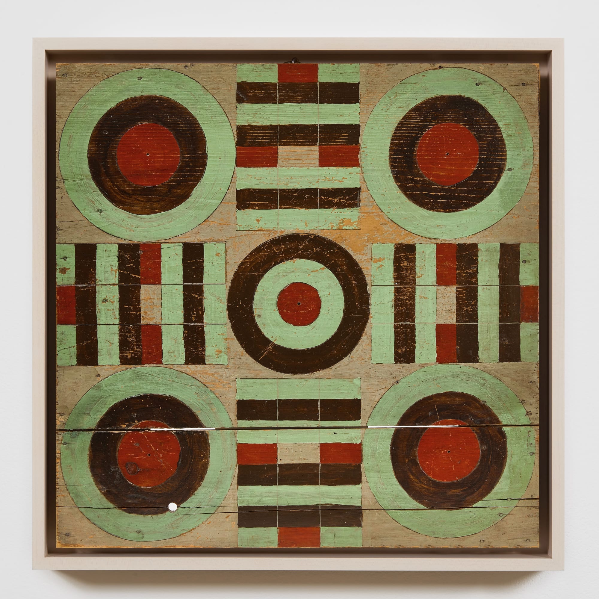 Parcheesi Game Board, ca. 1910 Polychrome on wood panel 20 x 20 in. (50.8 x 50.8 cm) (AU 343)