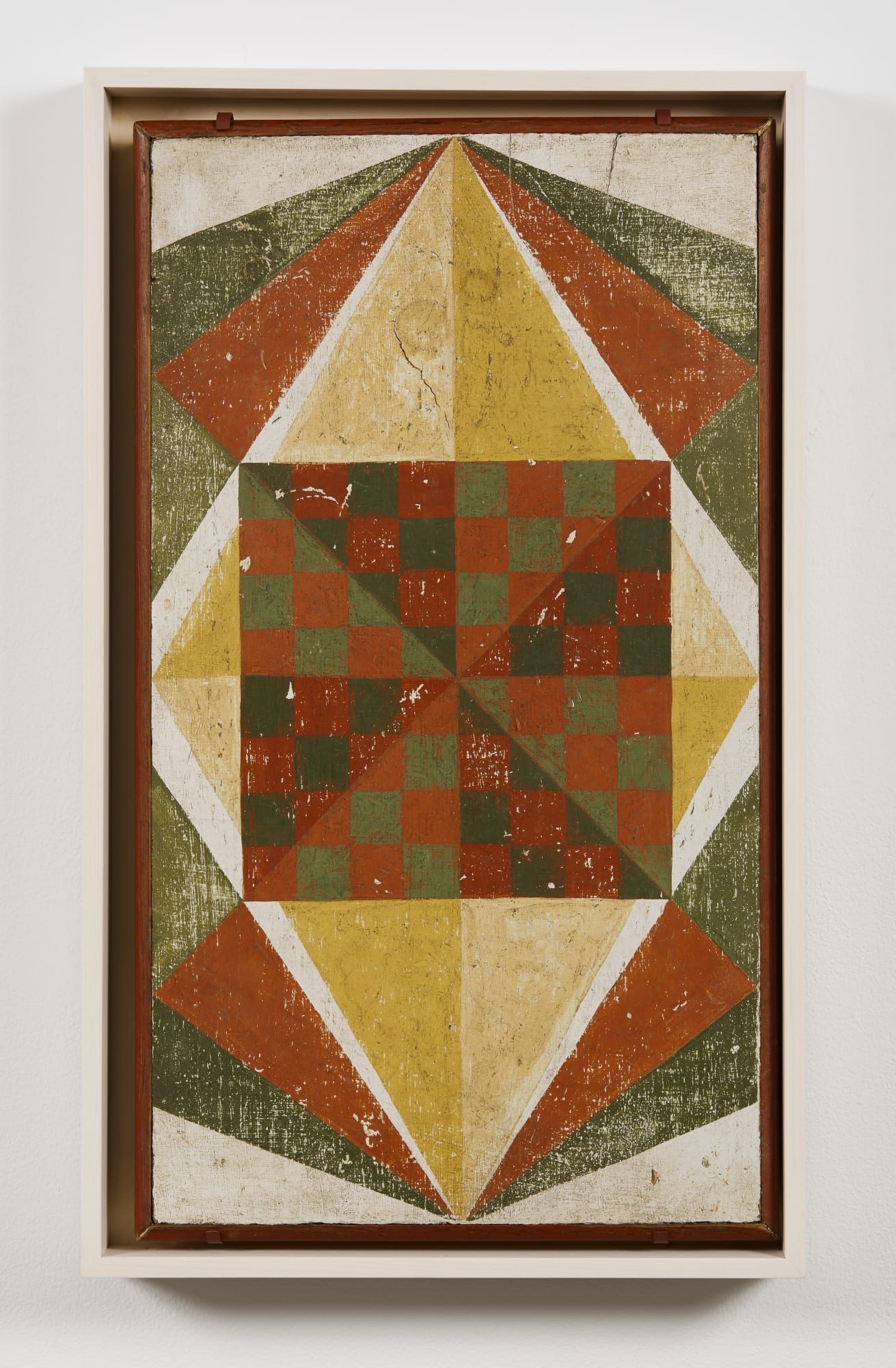 Checkers Game Board Within Mystical Pattern, ca. 1930 - 40 Polychrome on wood panel 20 1/2 x 12 in. (52.1 x 30.5 cm) (AU 358)