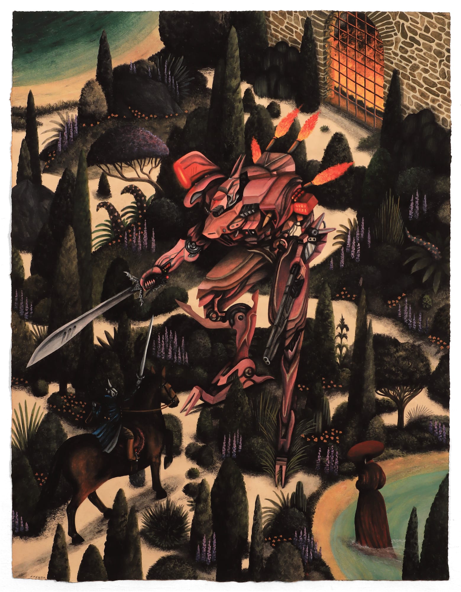 The End of Paradise, 2024 Gouache on paper 21 x 16 in. (53.3 x 40.6 cm) (Hyd 27)