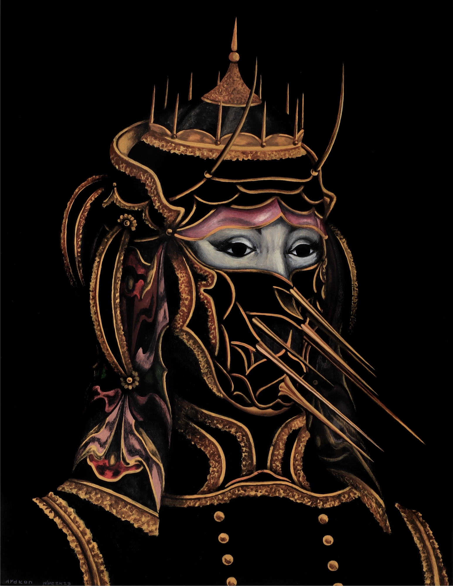 Imperial Guard II, 2023 Gouache on wood panel 18 x 14 in. (45.7 x 35.6 cm) (Hyd 10)