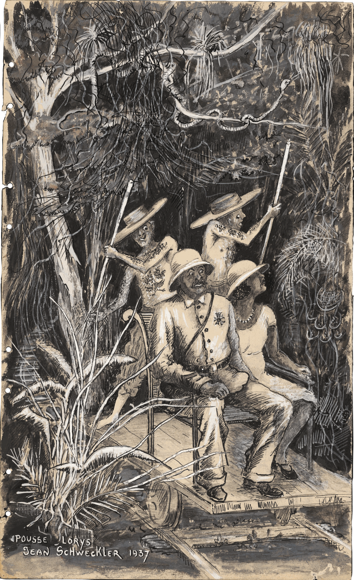 Pousse Lorys, 1937 India ink and white gouache on paper 8 1/2 x 14 in. (21.6 x 35.6 cm) (JS 02) NFS