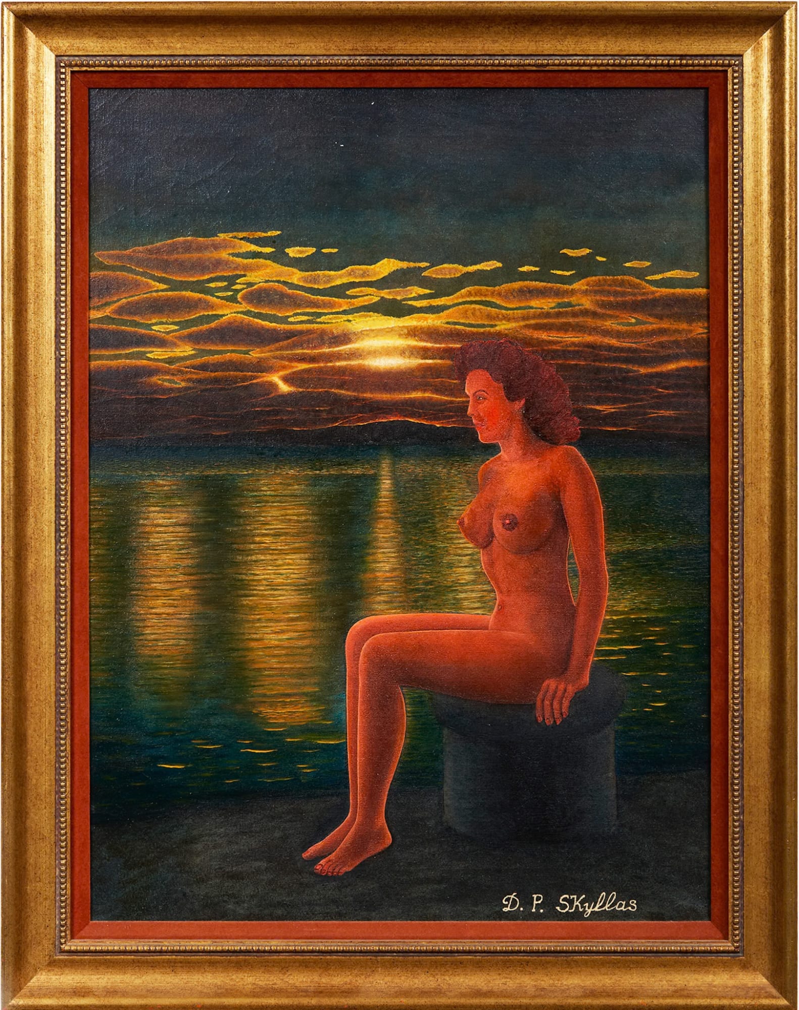 Drossos P. Skyllas Untitled (Seated Nude in Water Landscape), ca. 1955 Oil on canvas 24 x 18 1/2 in. (61 x 47 cm) (DS 4)