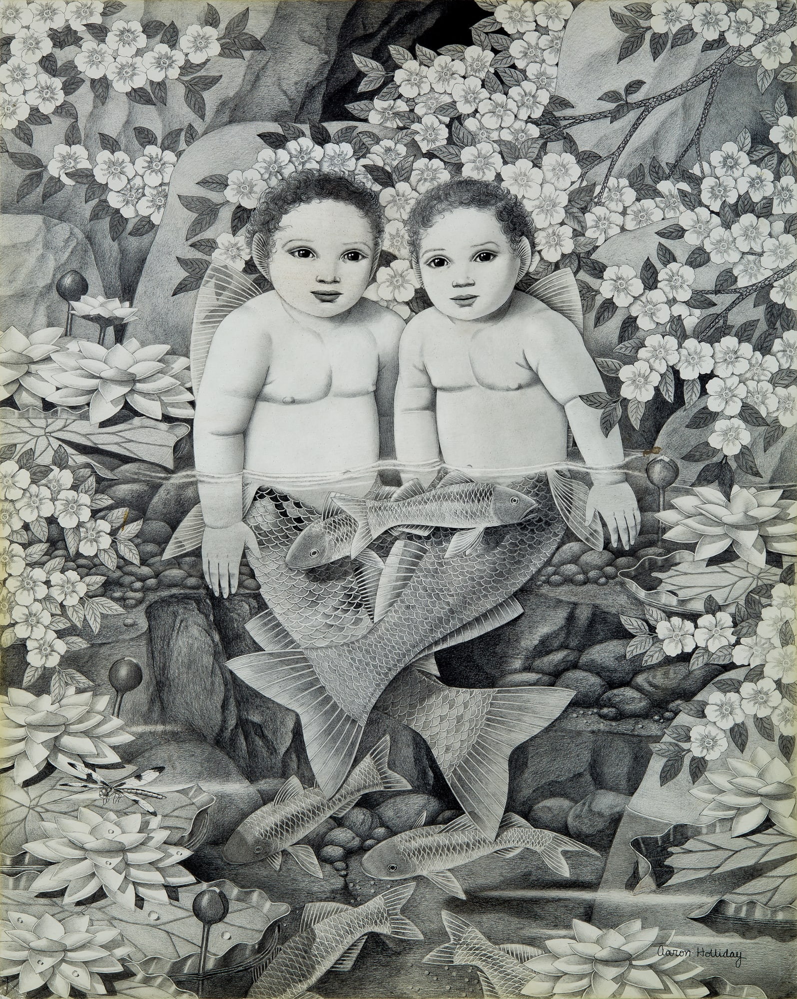 Aaron Holliday Baby Fish, ca. 1995 Graphite on paper 21 x 18 in. (53.3 x 45.7 cm) (FM Personal 74) NFS