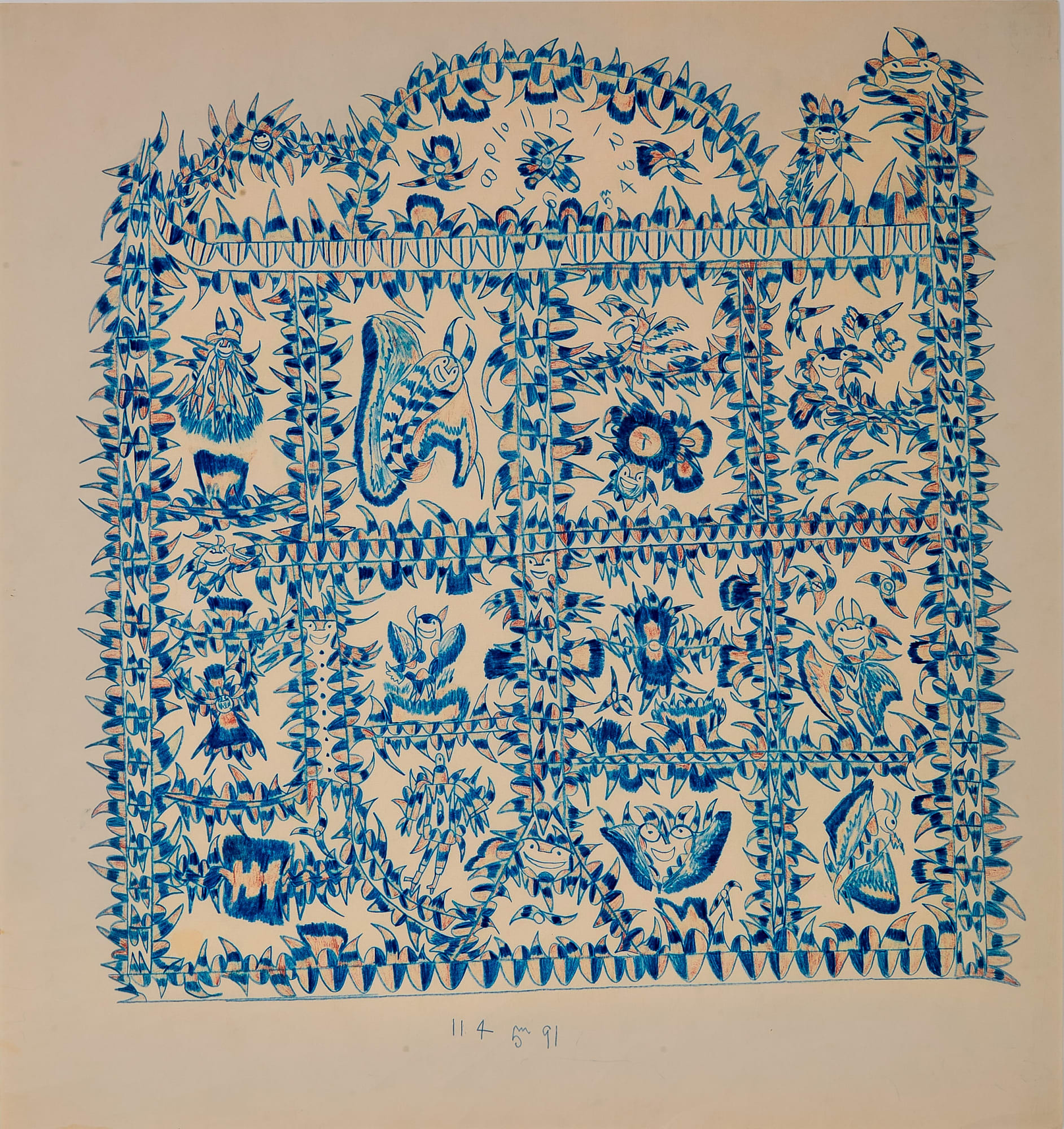 Untitled (Devil House), ca. 1960s Colored pencil on paper 31 1/2 x 30 in. (80 x 76.2 cm) (FJ 14)