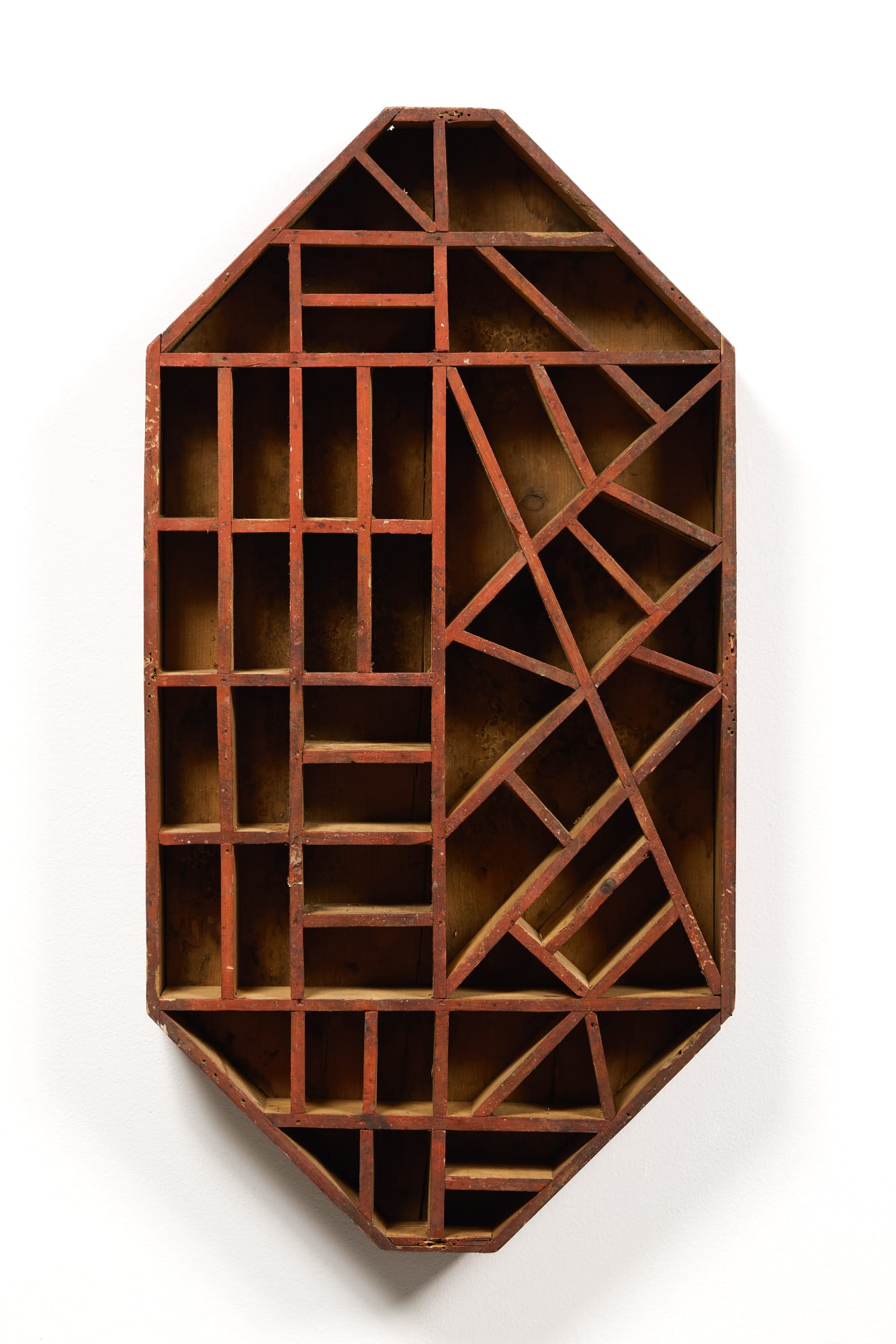 Specimen Collector Box, early 20th century Wood with red paint 30 x 15 1/2 x 3 1/2 in. (76.2 x 39.4 x 8.9 cm) (ArU 507)