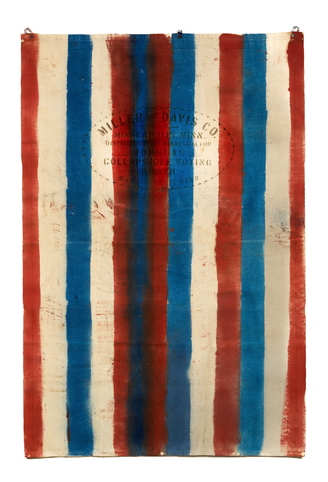 Unique Voting Booth Curtain (Miller and Davis Co. Minneapolis, MN), ca. 1920-30 Paint on canvas (in museum standard custom white frame) 43 1/2 x 29 1/4 in. (110.5 x 74.3 cm) (ArU 460)