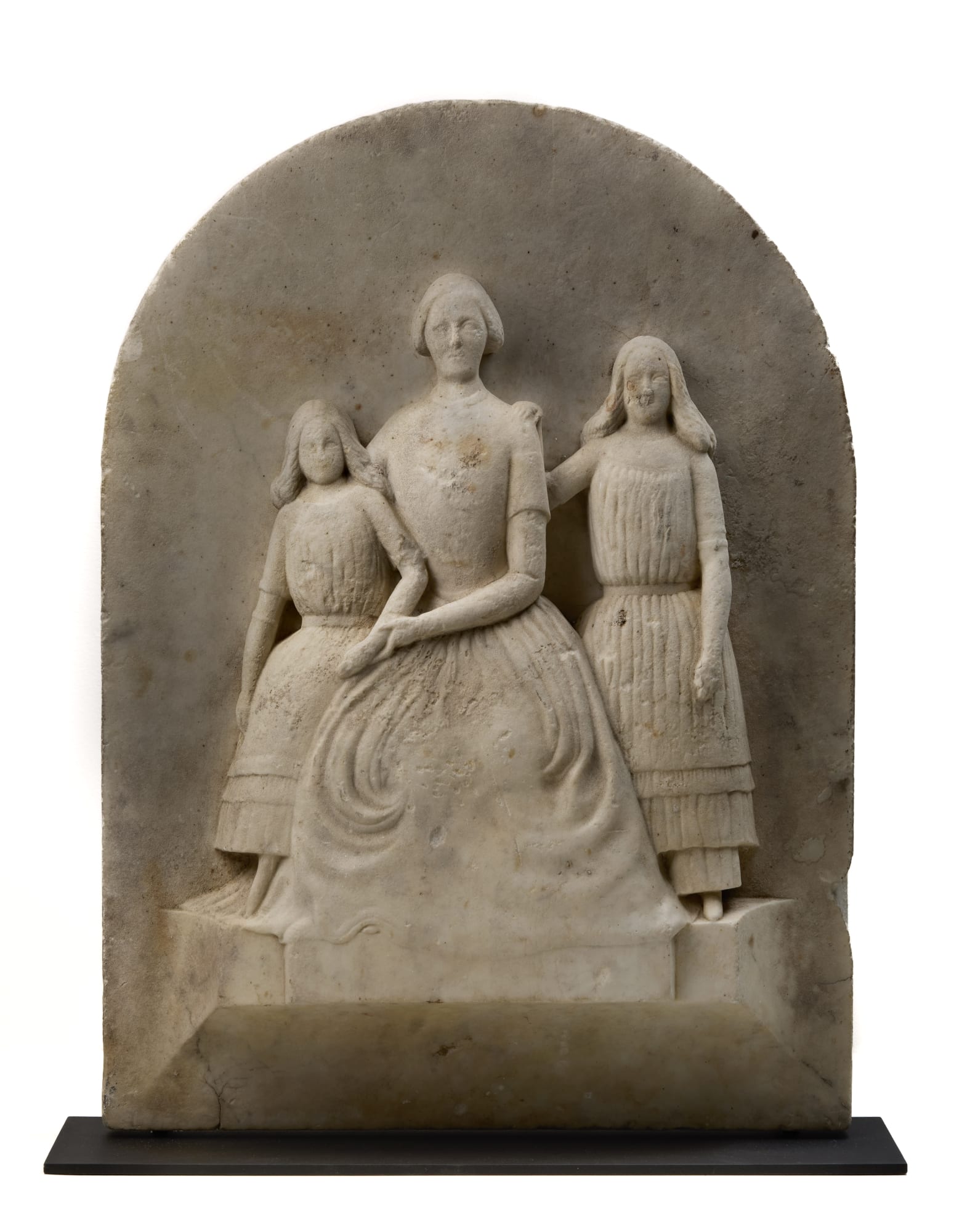 Family Garden Memorial , ca. 1830-40 Weathered marble 18 1/2 x 14 x 3 in. (47 x 35.6 x 7.6 cm) Includes custom plate standard pedestal (as shown) and wall mount (ArU 456) HOLD