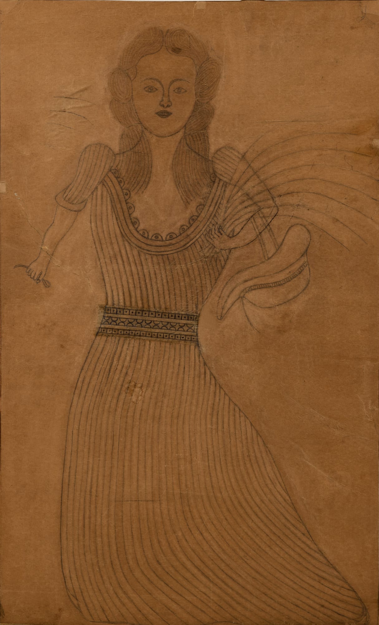 Study for "Woman with Dog", 1943 Graphite on paper, mounted on canvas 35 x 21 1/2 in. (88.9 x 54.6 cm) (MHF 14) NFS
