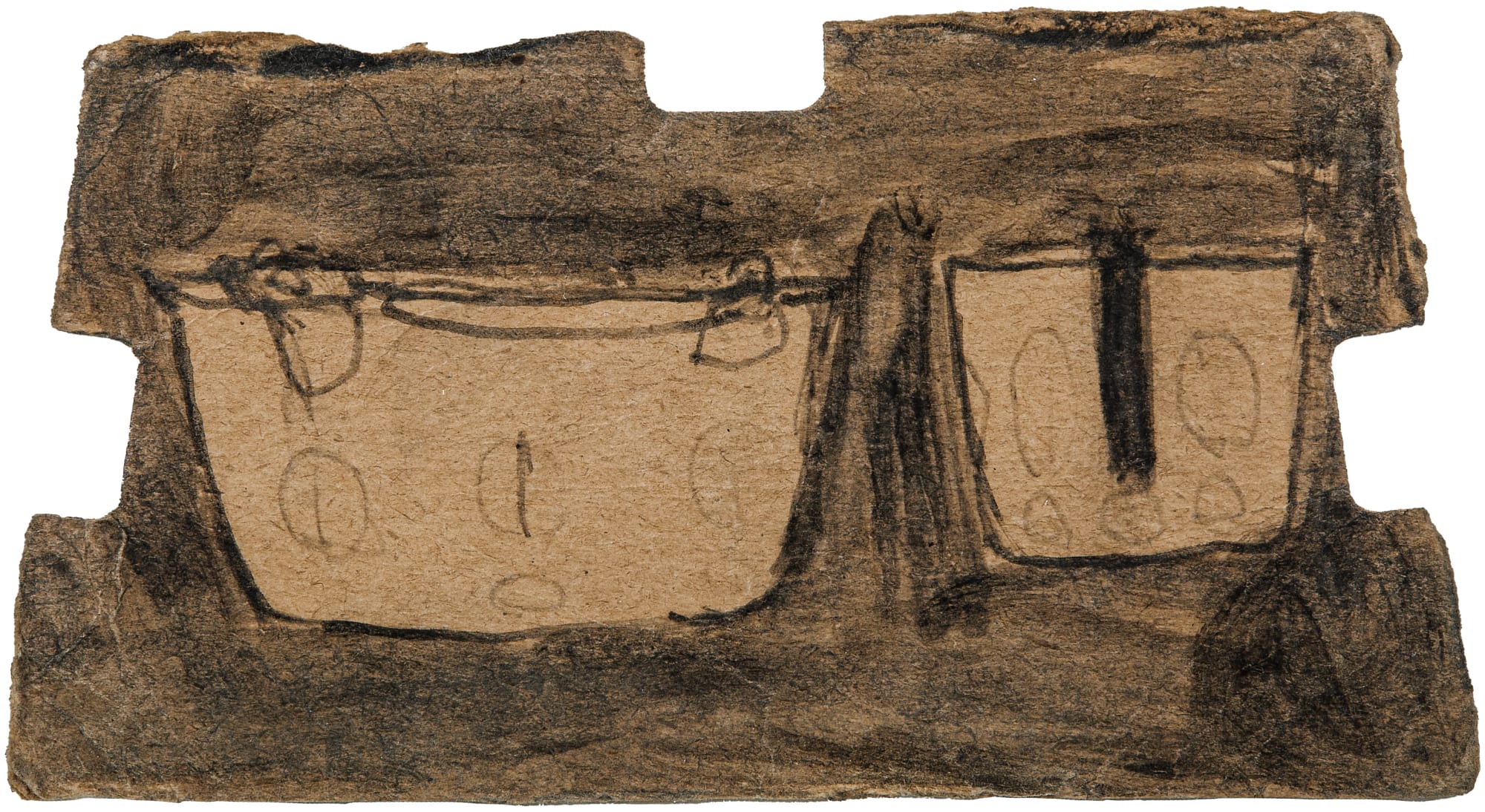 Untitled (Two White Cups) Soot and mixed media on paper 3 x 5 3/4 in. (7.6 x 14.6 cm) (JC 052) $8,000