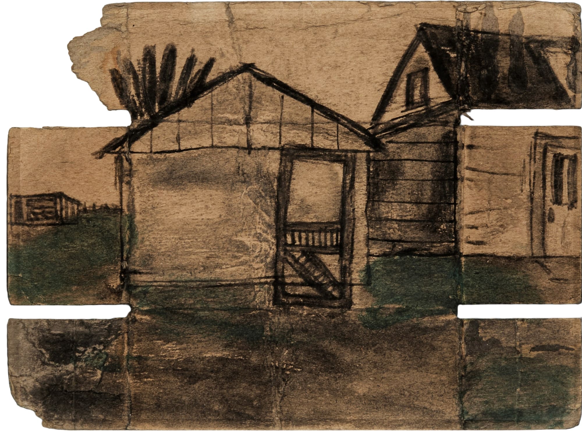 Untitled Soot and colored pulp on found paper 6 x 7 3/4 in. (15.2 x 19.7 cm) (JC 056) Side A $9,000