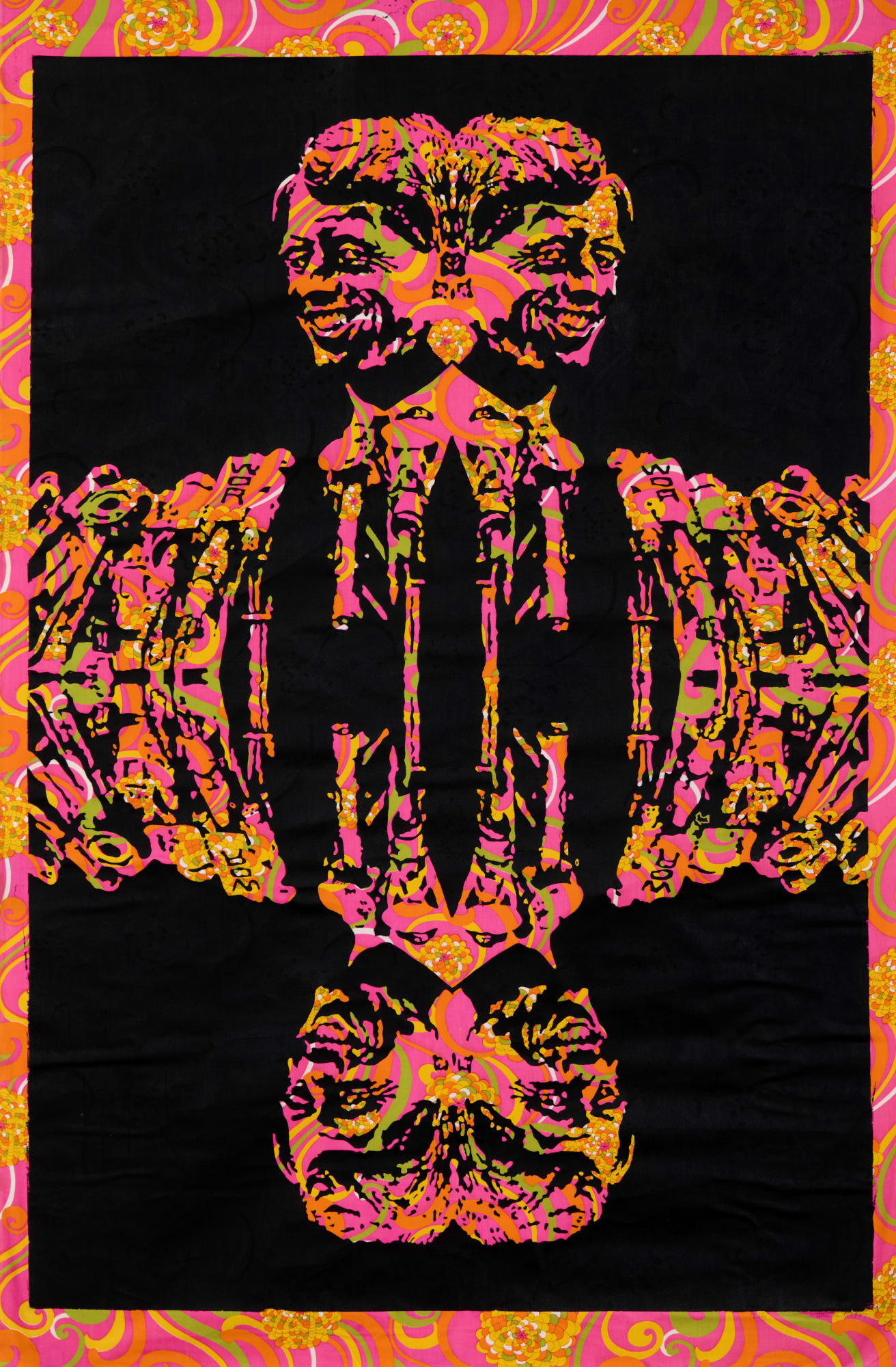 Bobby (RFK), 1967 Unique slate print: ink on patterned fabric 62 x 42 in. (157.5 x 106.7 cm) (WKt 10) $ 13,000